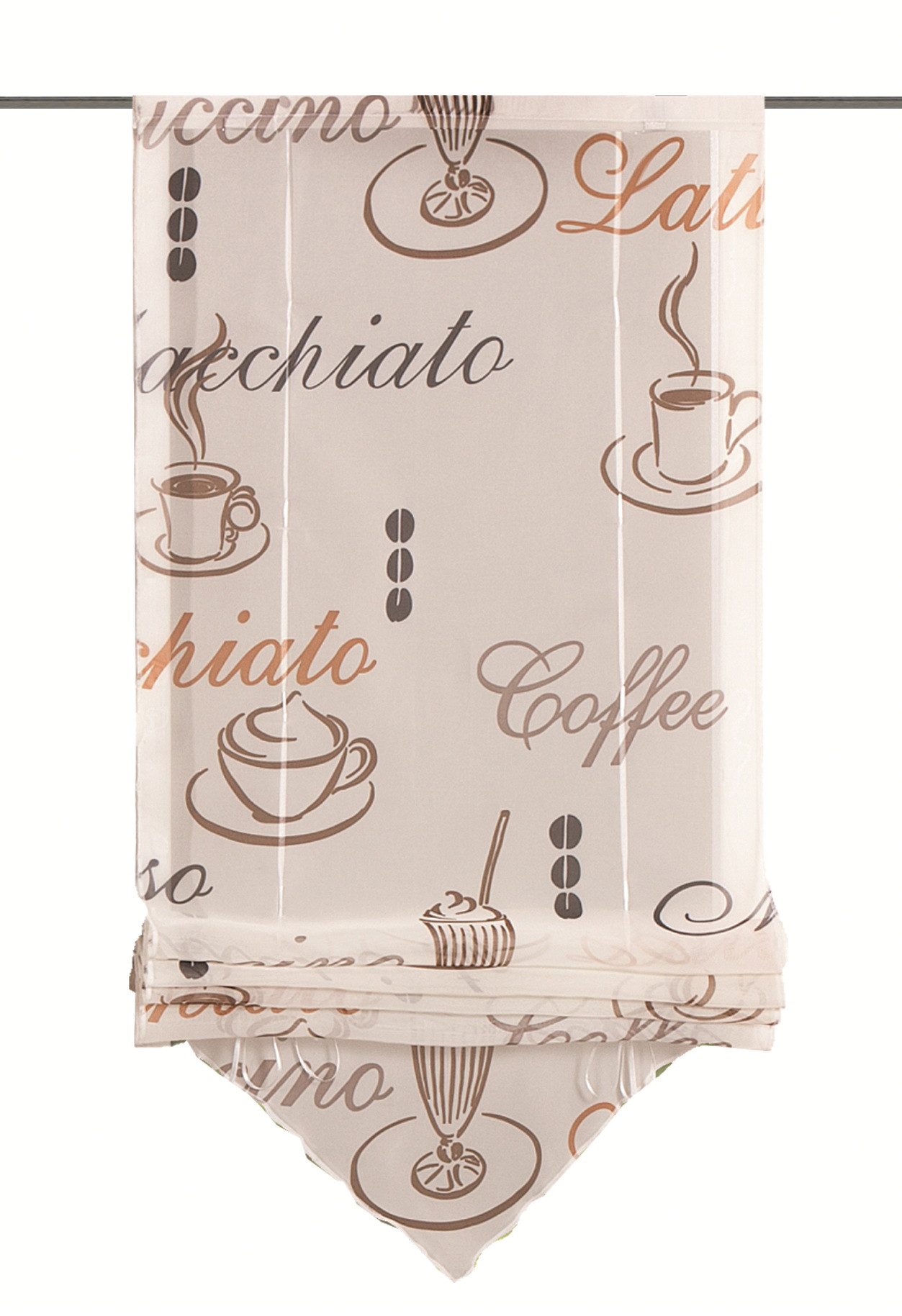 Clever-Kauf-24 Raffrollo Bändchen Raffrollo Cafe creme, ohne Bohren