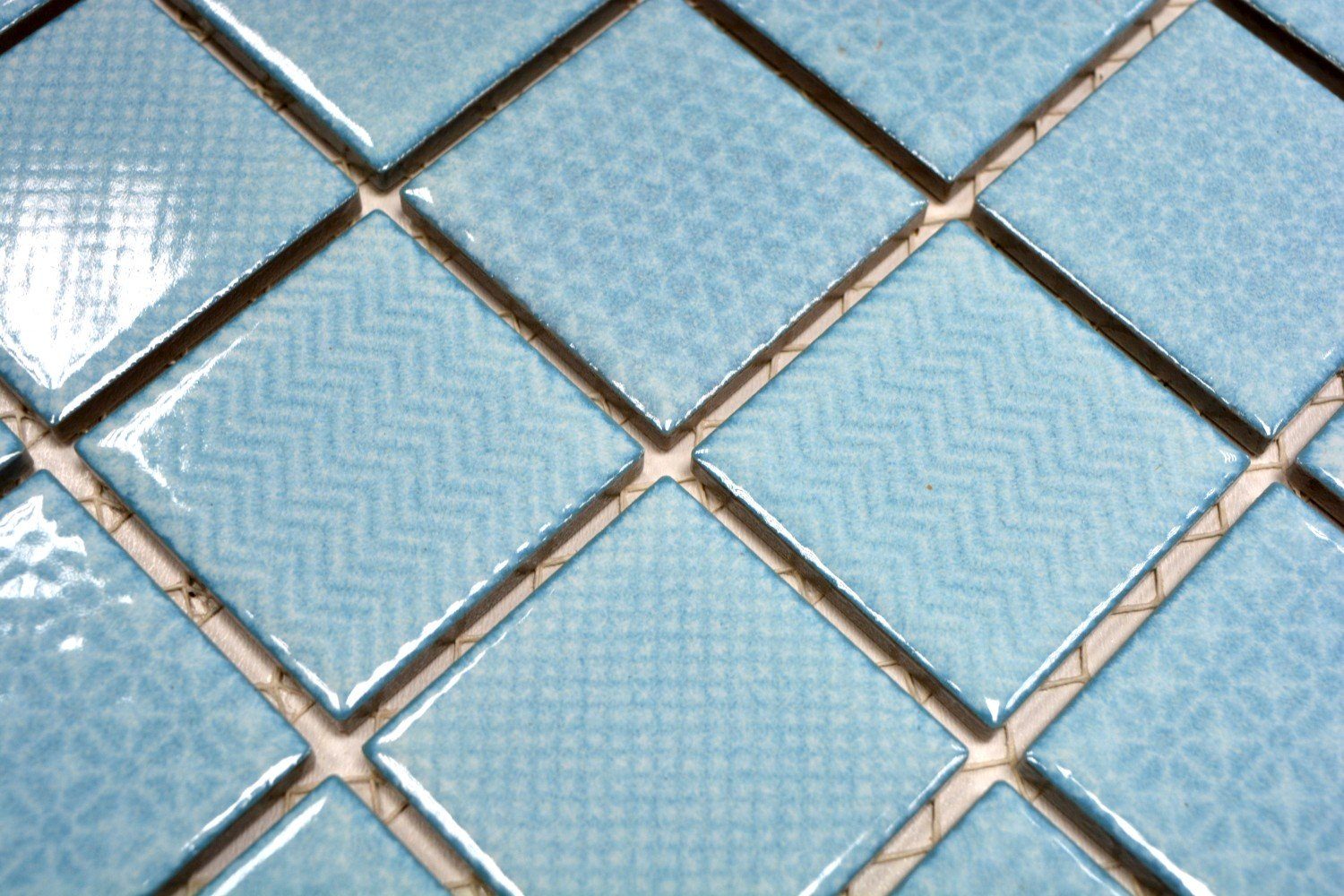 Mosani Mosaikfliesen Keramik Mosaik Fliese hellblau eisblau BAD Pool Fliesenspiegel Küche