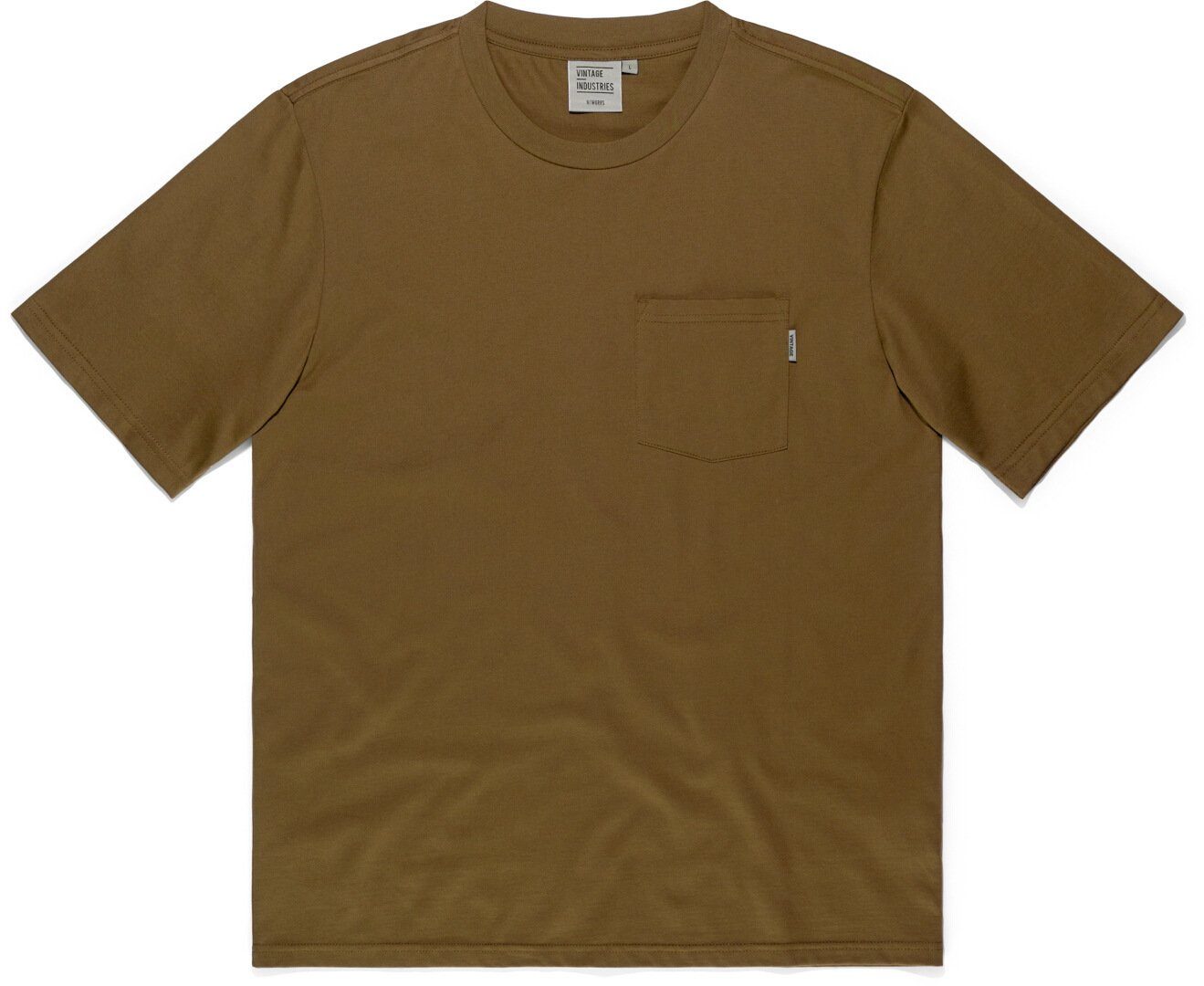 Vintage Industries Kurzarmshirt Gray Pocket Brown T-Shirt