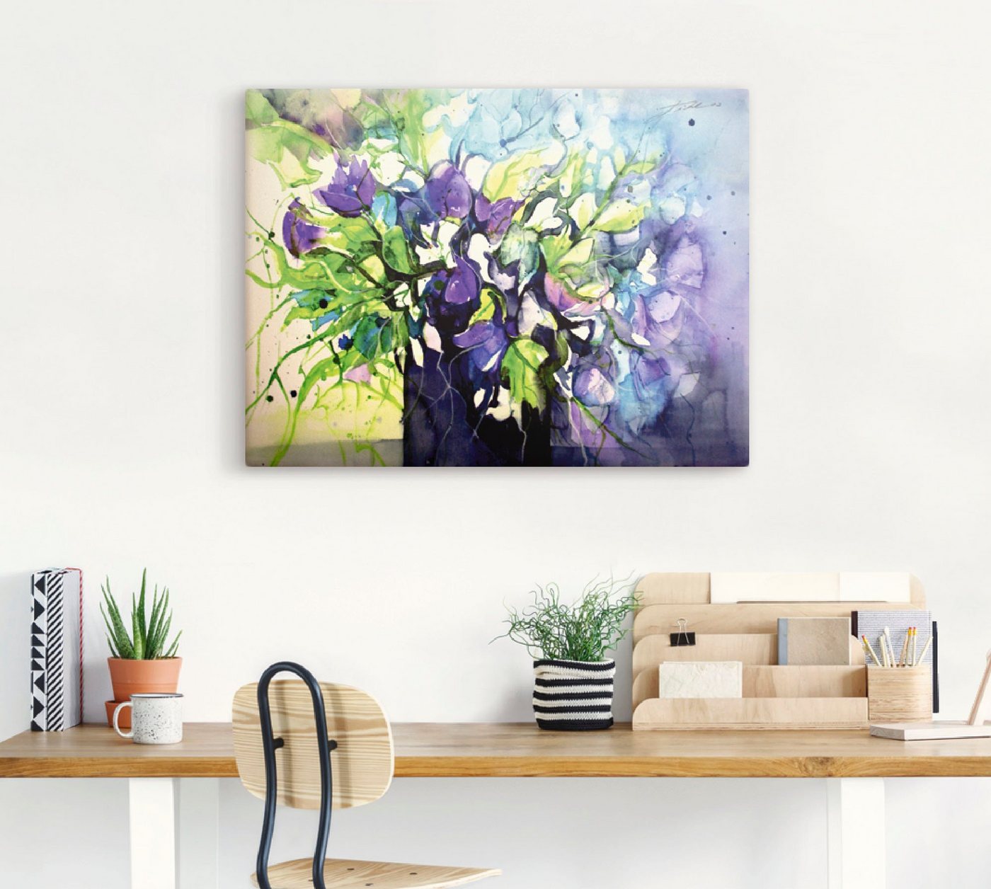 Artland Wandbild »Wicken in schwarzer Vase«, Blumen (1 Stück), in vielen Größen & Produktarten - Alubild / Outdoorbild für den Außenbereich, Leinwandbild, Poster, Wandaufkleber / Wandtattoo auch für Badezimmer geeignet-HomeTrends