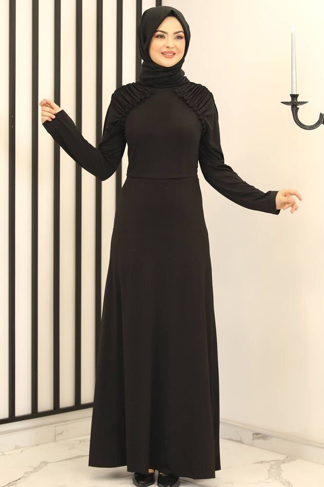 fashionshowcase Abendkleid Damen Maxikleid Hijab Kleid mit Raglanärmeln - Modest Fashion elastisch