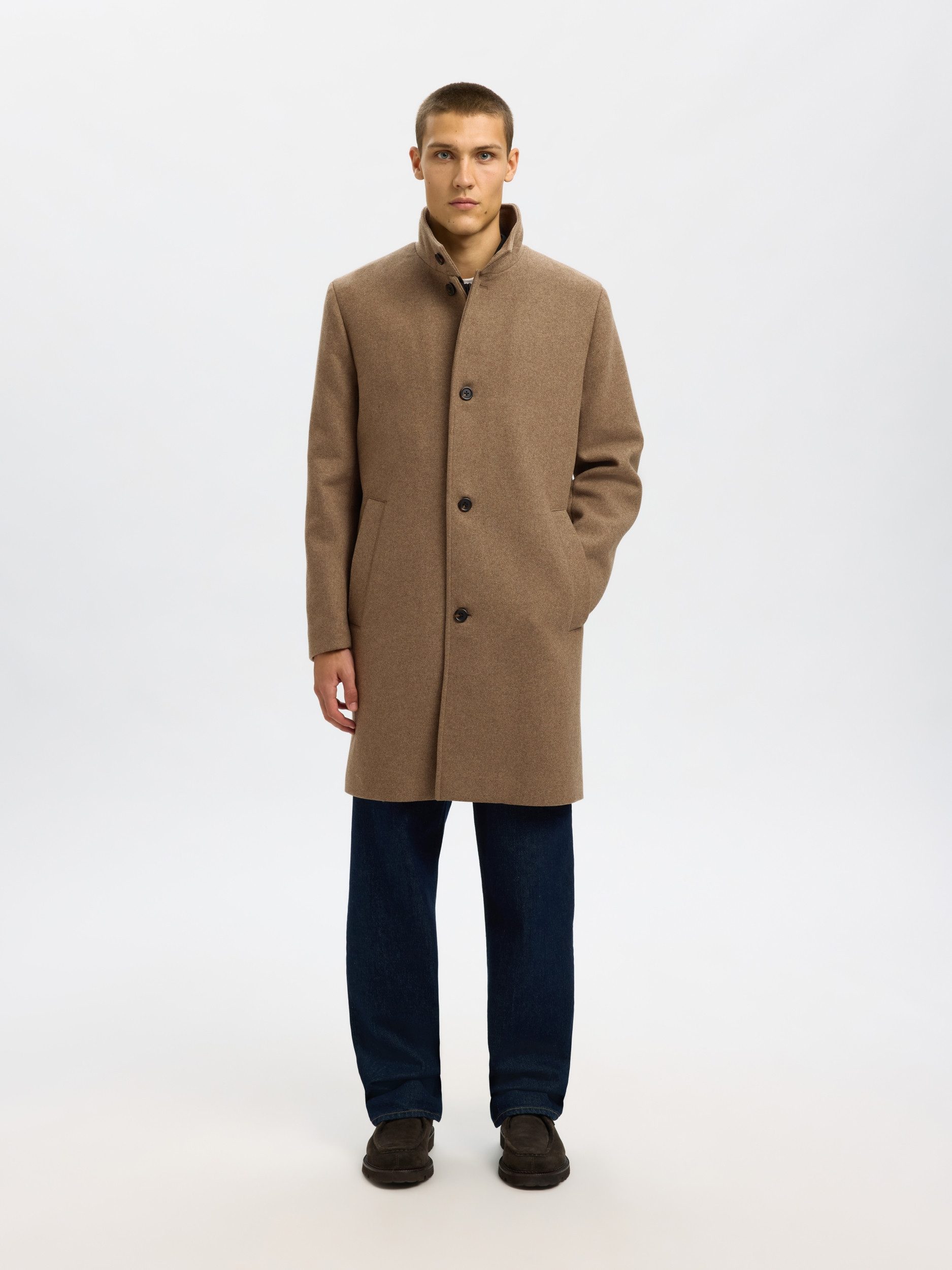 SELECTED HOMME Kurzmantel SLHRAINAR WOOL BLEND COAT NOOS