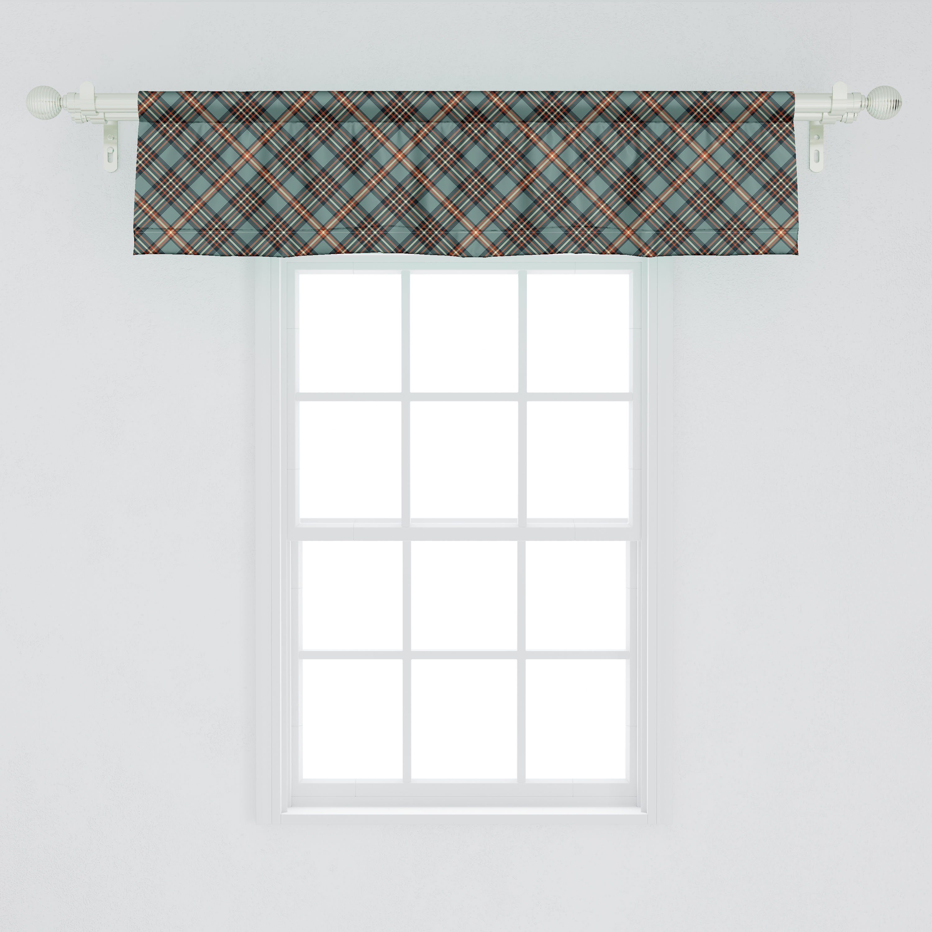 Scheibengardine Vorhang Volant für Küche Schlafzimmer Stangentasche, Klassisch Dekor mit Abstrakt Abakuhaus, Plaid Angespornt Microfaser