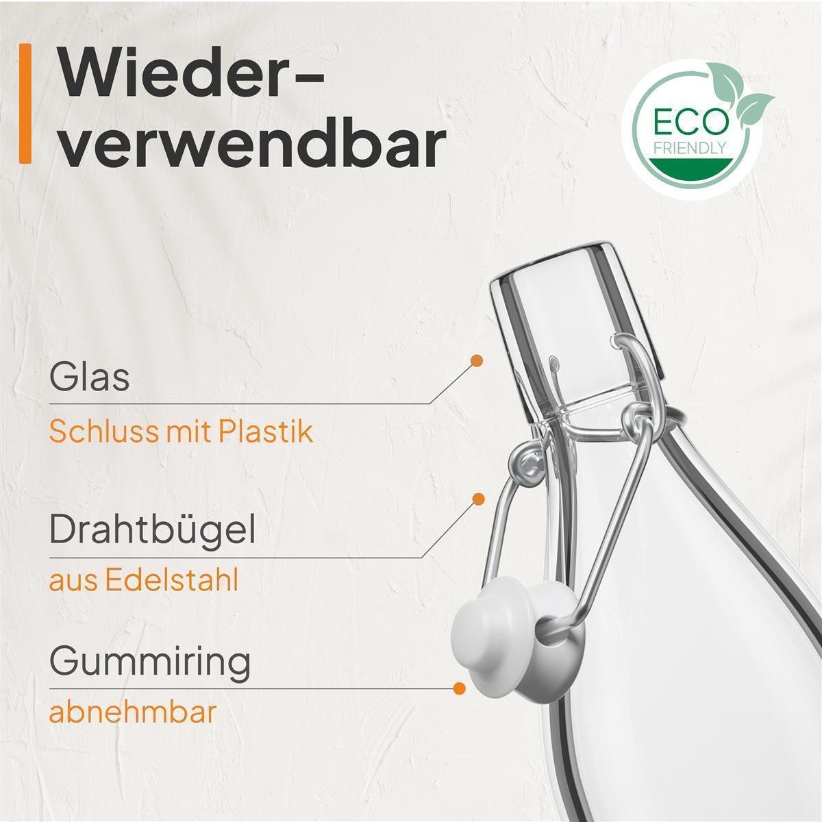 Flaschen-Fuchs Vorratsglas 500ml Flaschen zum Befüllen Bügelverschluss Schnaps Likörflaschen, Glas, (6er Set) – Bild 4 von 5