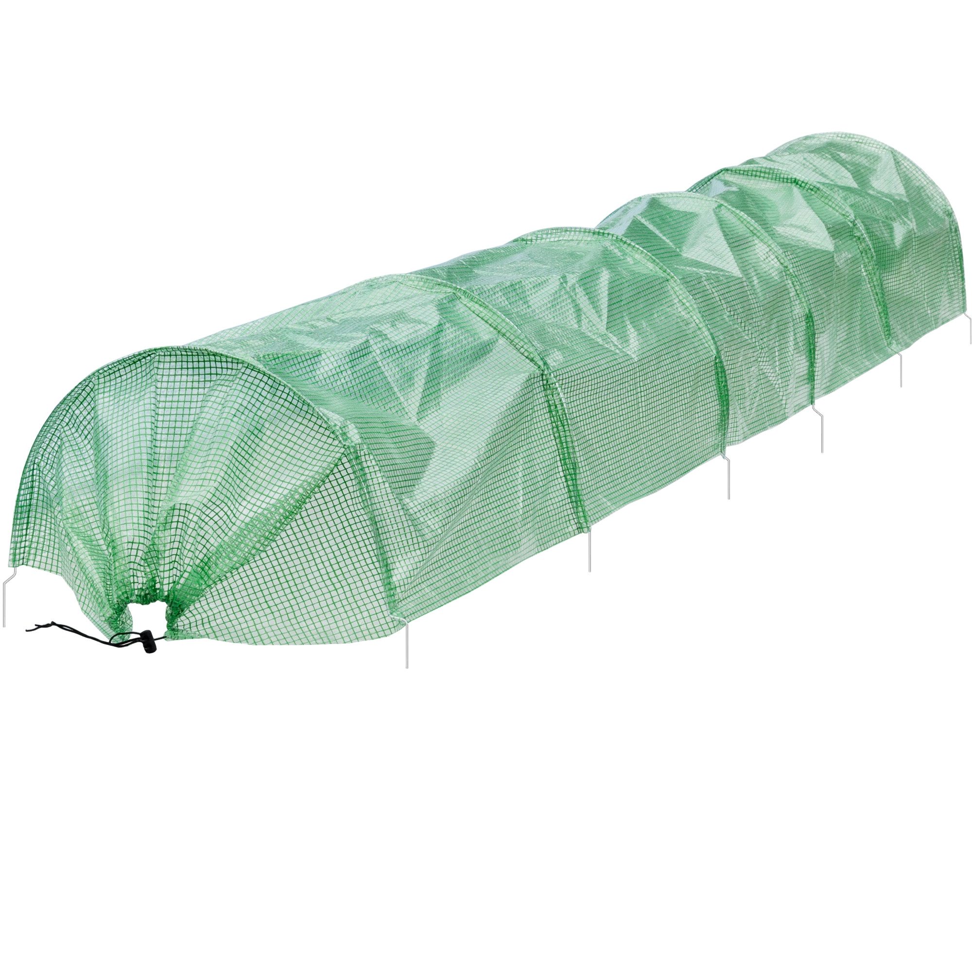 ECD Germany Pflanztunnel Folientunnel PE-Gitterfolie mit Stahl Rahmen UV-stabil Gewächshaus, 1-St., 300x55x35cm Gewächshaustunnel Transparent/Grün 135g/m²