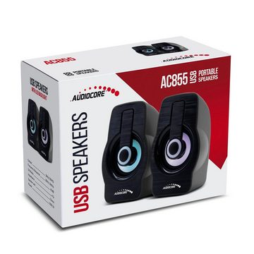 Audiocore AC855 Lautsprecher (6 W, mit LED-Beleuchung, AUX 3,5mm Klinkenstecker, USB-Stromversorgung)