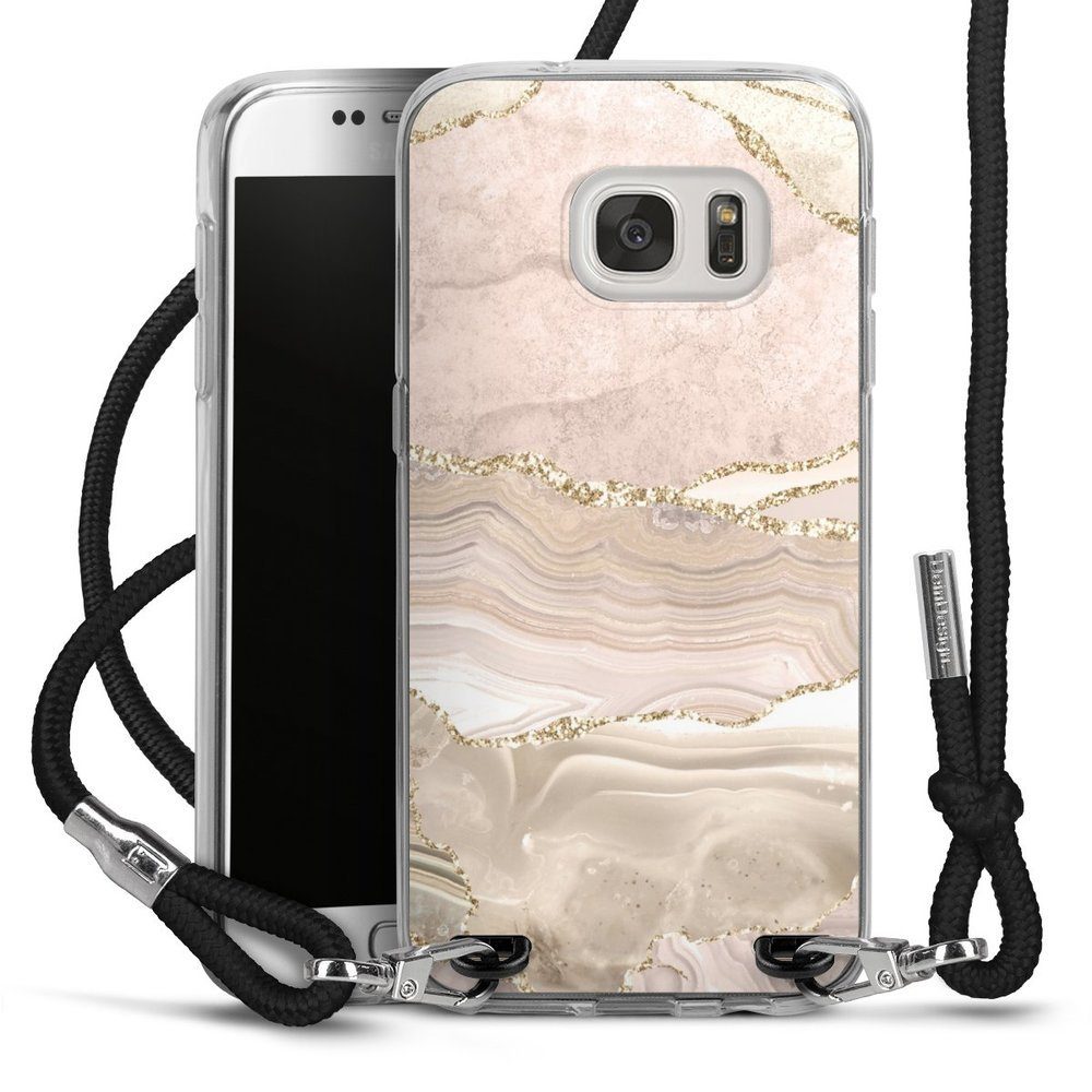DeinDesign Handyhülle Glitzer Look Marmor Utart Rose Marble Dream Golden  Stripes, Samsung Galaxy S7 Handykette Hülle mit Band Case zum Umhängen