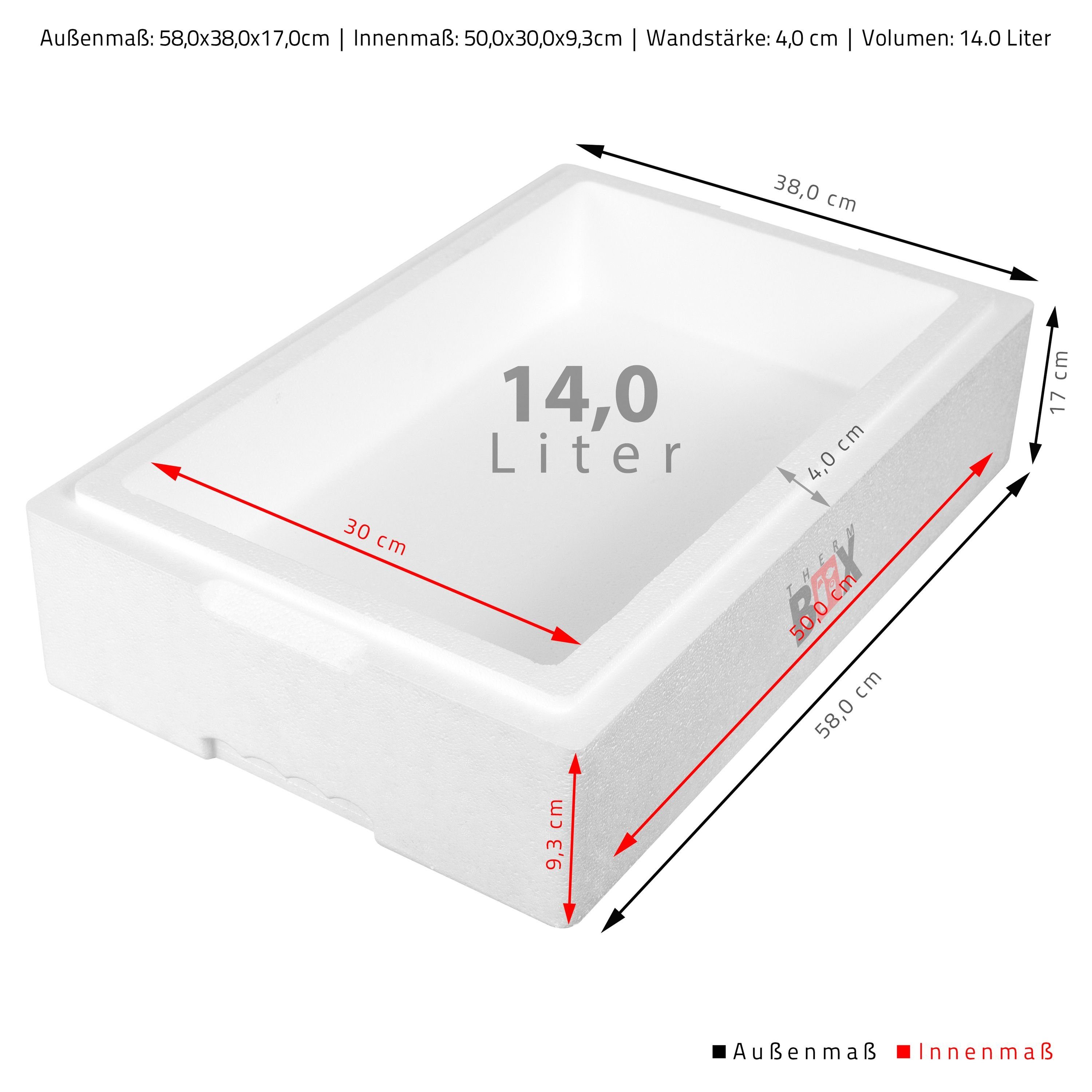 THERM-BOX Thermobehälter Modularbox 14M Wand: 4cm 14L Innenmaß:50x30x9cm,  Styropor-Verdichtet, (0-tlg., Box mit Deckel im Karton), Erweiterbar  Isolierbox Thermbox Kühlbox Warmhaltebox Wiederverwendbar