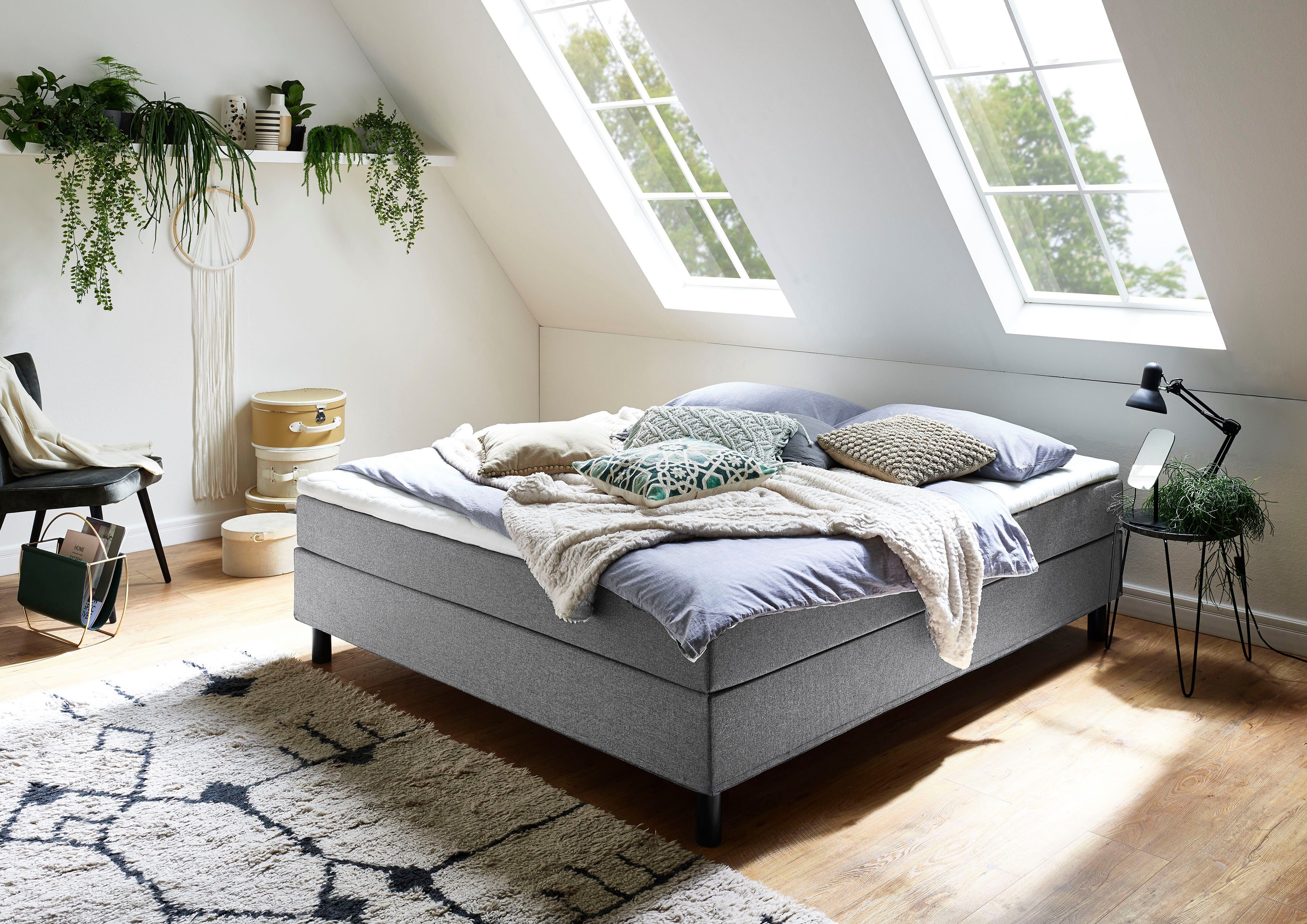 ATLANTIC home collection Boxbett Happy, ohne Kopfteil, mit Topper, wahlweise mit oder ohne Bettwaren