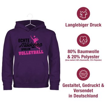 Shirtracer Hoodie Echte Mädchen spielen Volleyball schwarz / fuchsia Kinder Sport Kleidung