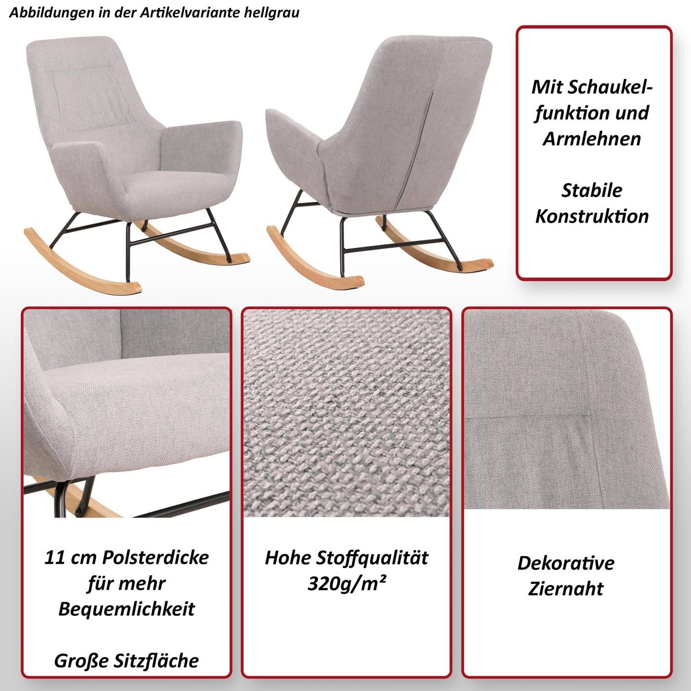 MCW Schaukelstuhl MCW-N13, Große Sitzfläche