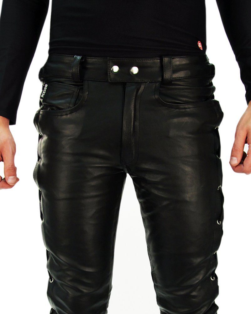Lederhose Bockle® lace-up leather tube pants günstig online kaufen