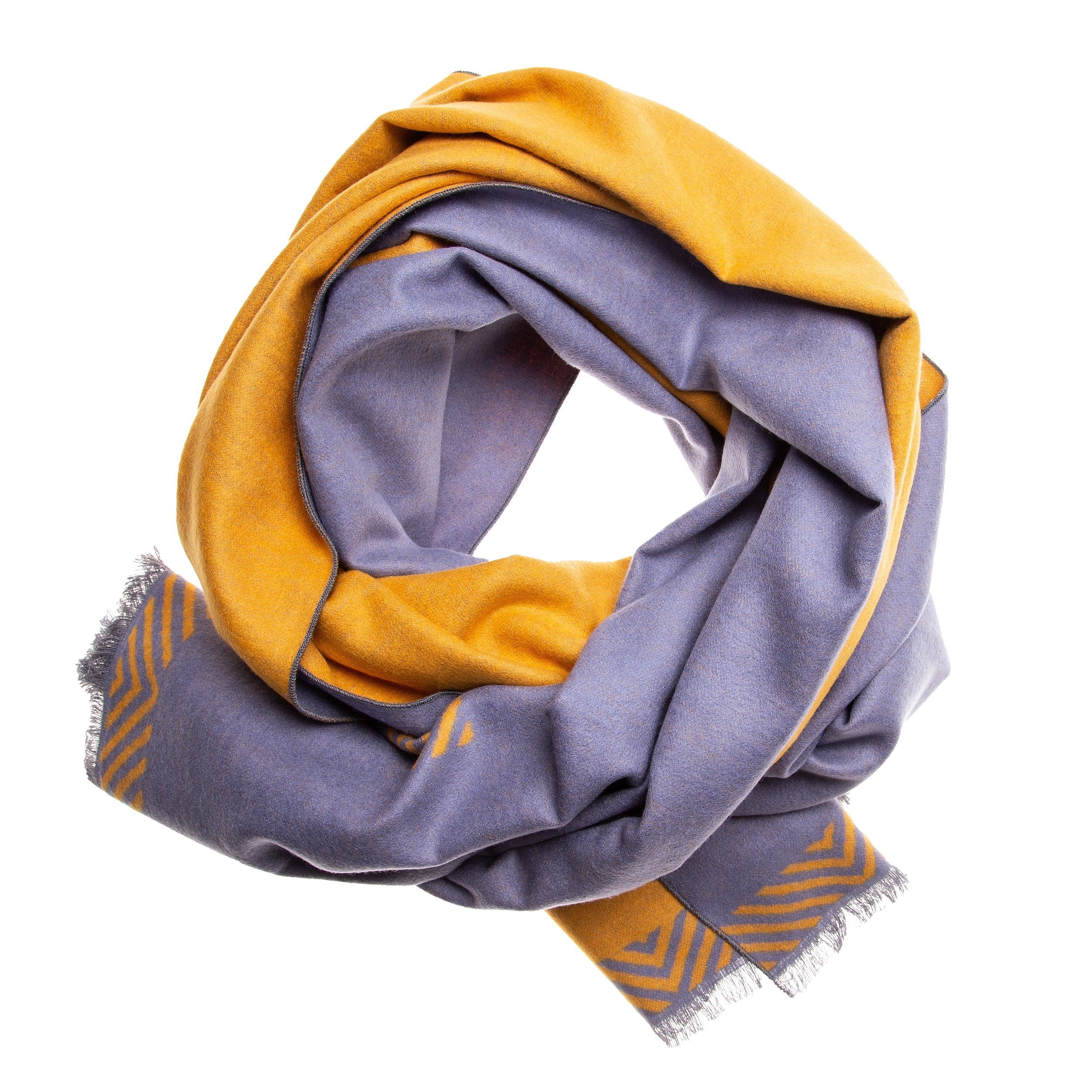 SEABRIGHT Seidenschal Schal Seidenflanell gelb grau