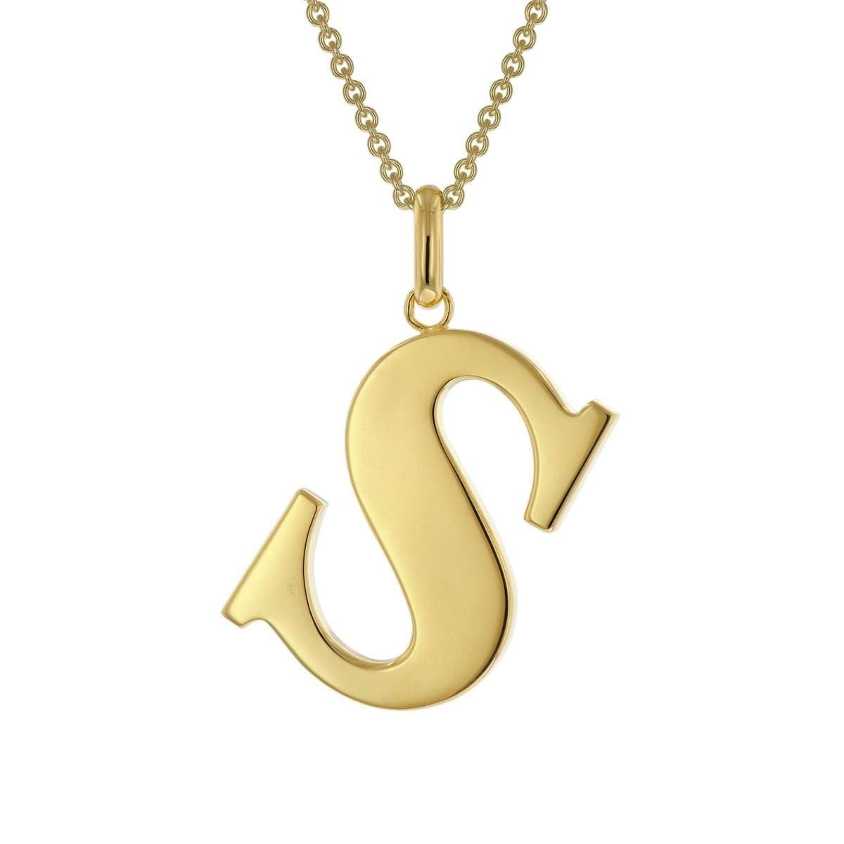 trendor Kette mit Anhänger 41790-S, mit Großem Buchstaben S 925 Silber mit Goldauflage. Reduzierter Preis € 69,00. Unverbindliche Preisempfehlung € 119,00