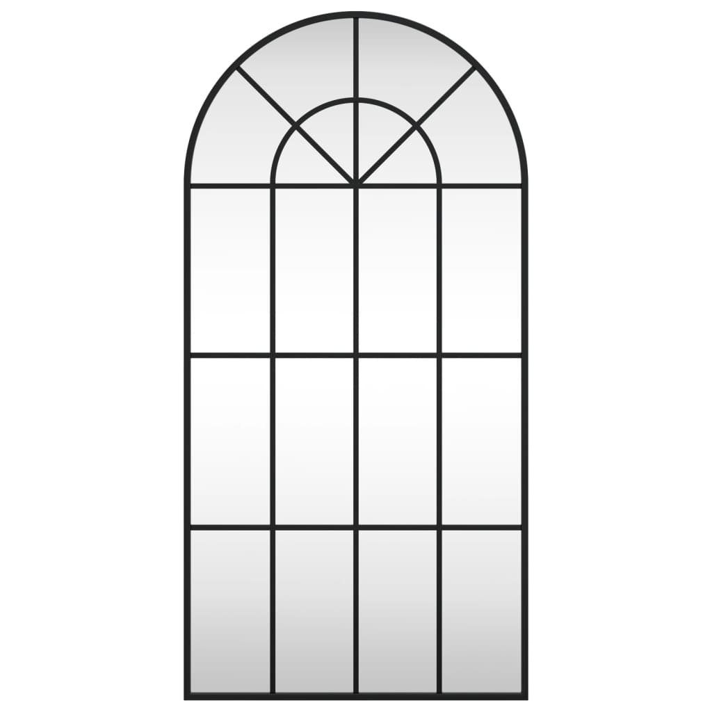 vidaXL Spiegel 50 x 100 cm Wandspiegel Schwarz 50x100 cm Gewölbt Eisen