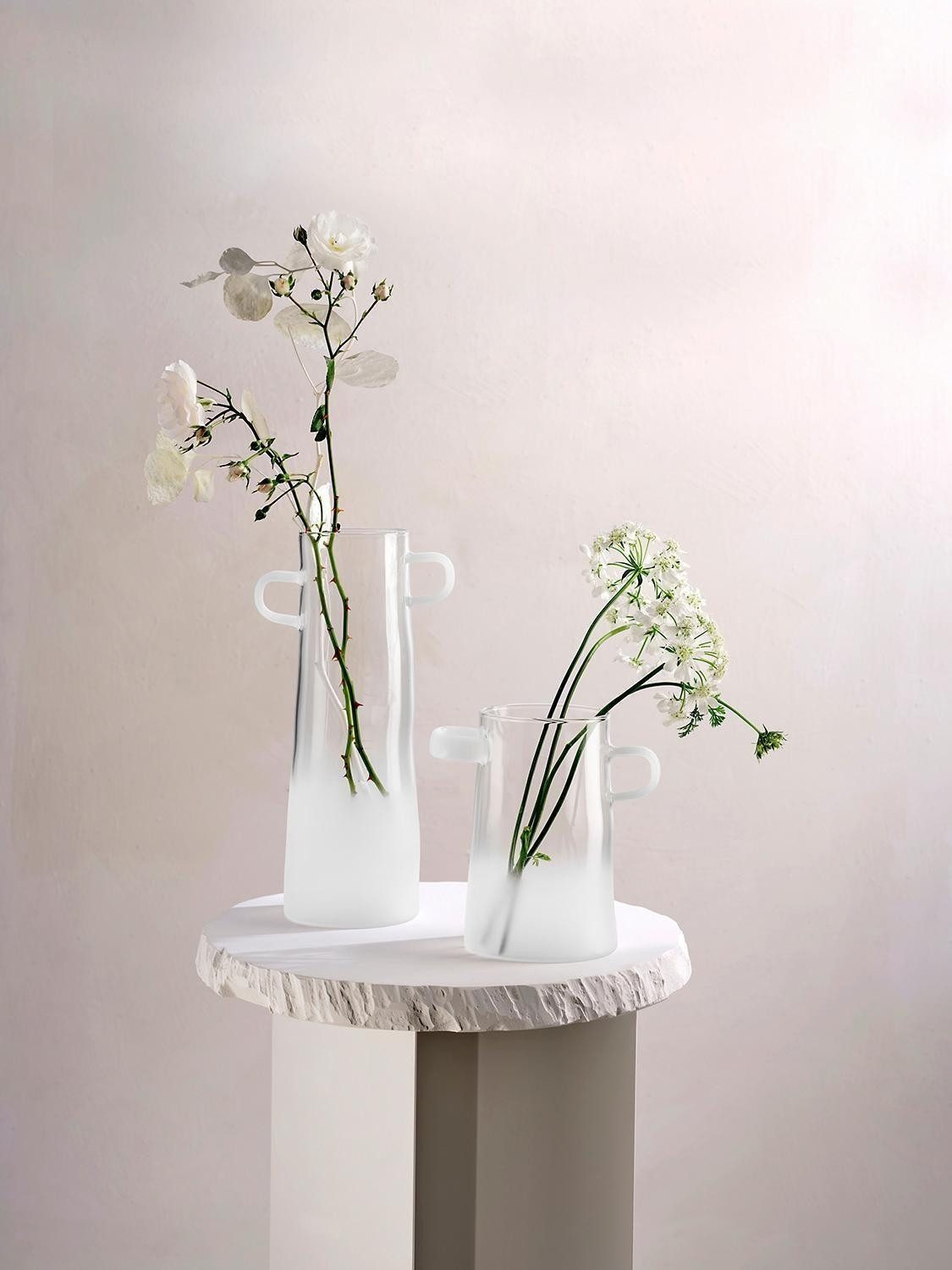 ASA SELECTION Tischvase Vase RAYU, Transparent, Ø 10 x H 28 cm, (1 St), Borosilikatglas, gefrostetes Design