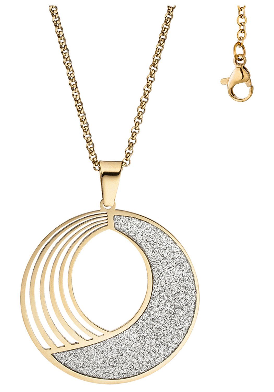 JOBO Kette mit Anhänger Glitzer-Effekt, rund Edelstahl 80 cm günstig online kaufen