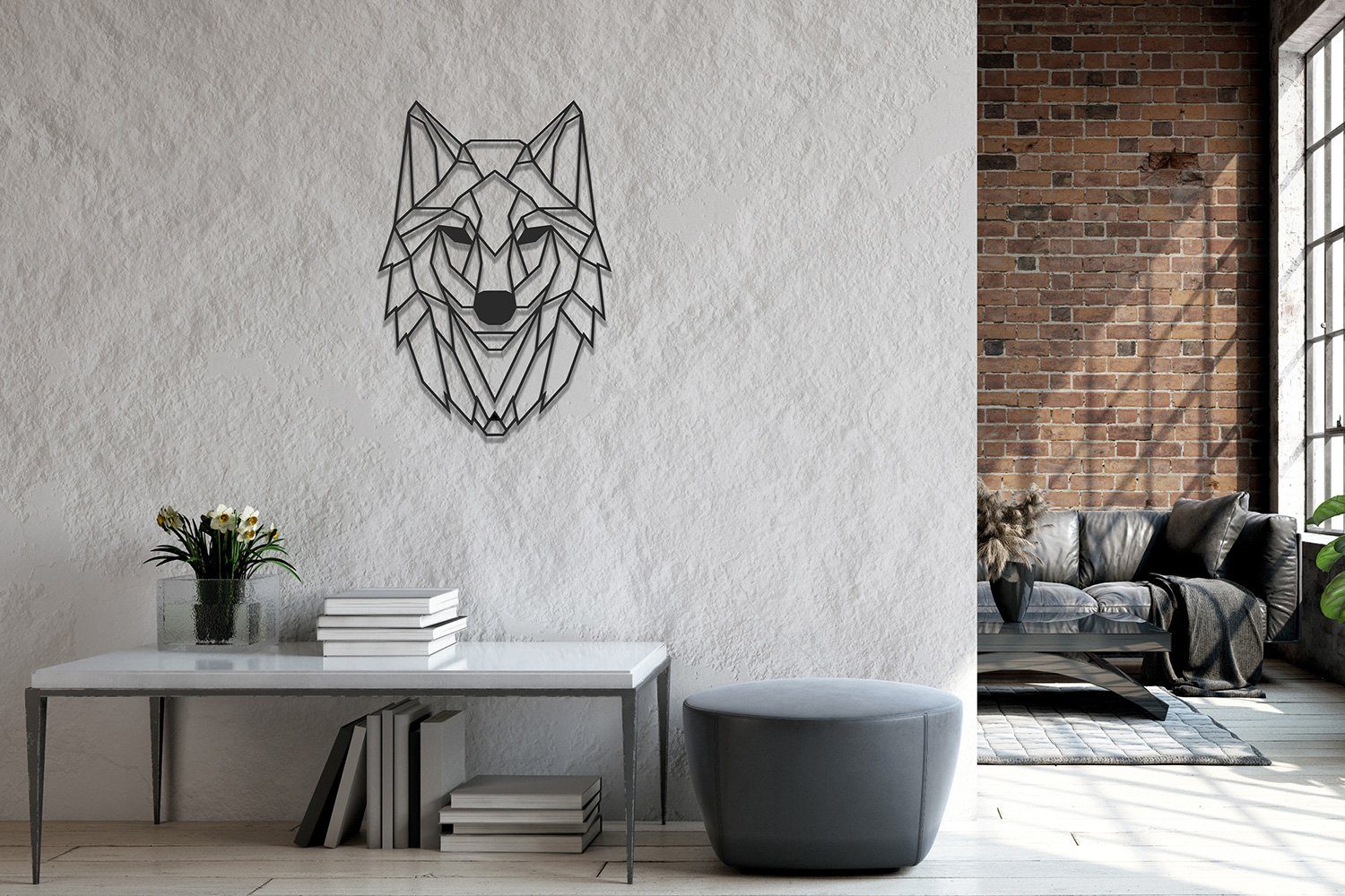 tuning-art Wanddekoobjekt WB05-BLK Wanddekoration Stahl Schwarz Metallschild Wandkunst Deko Wolf