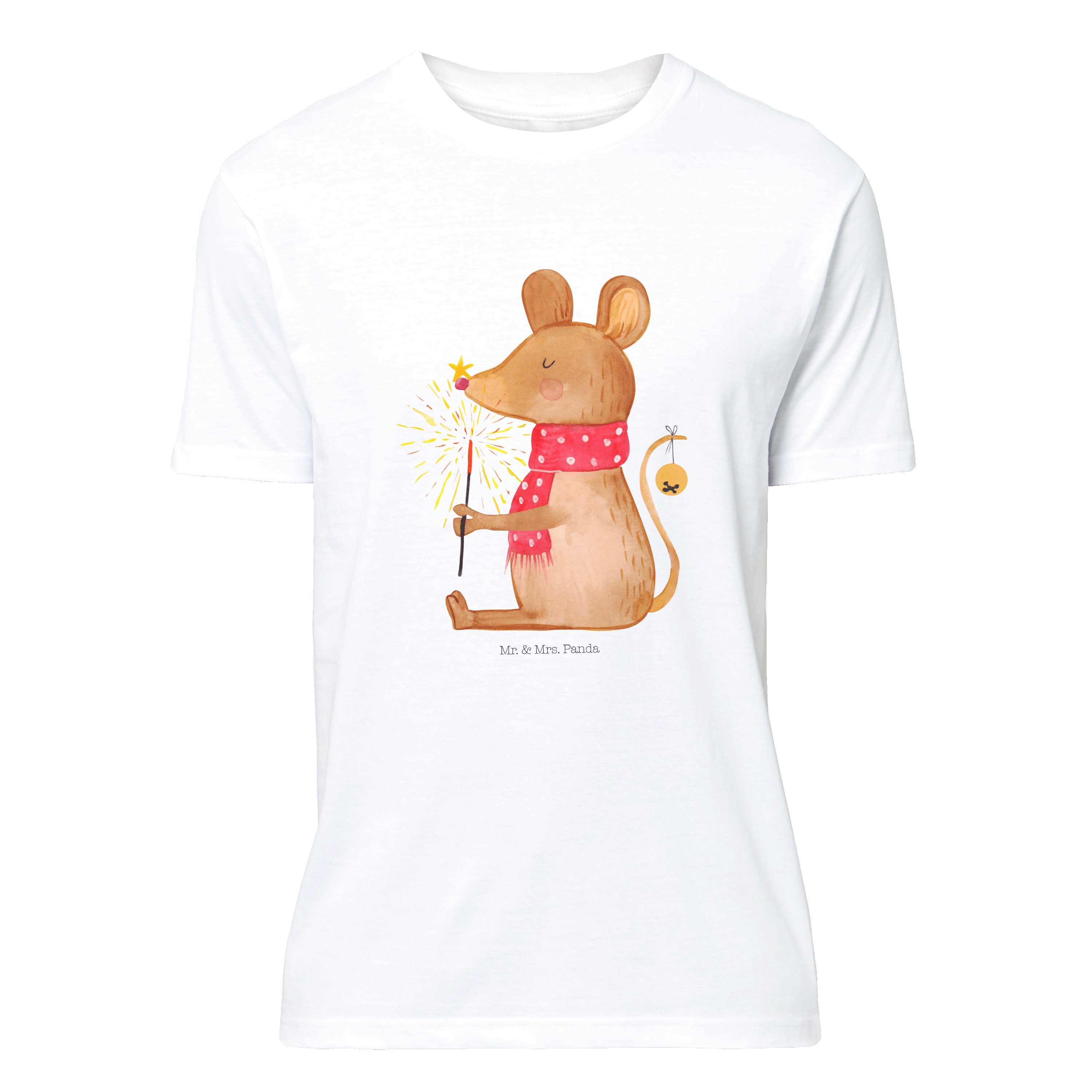 Mr. & Mrs. Panda T-Shirt Weihnachtsmaus - Weiß - Geschenk, Schlafshirt, Weihnachten, Weihnacht (1-tlg)