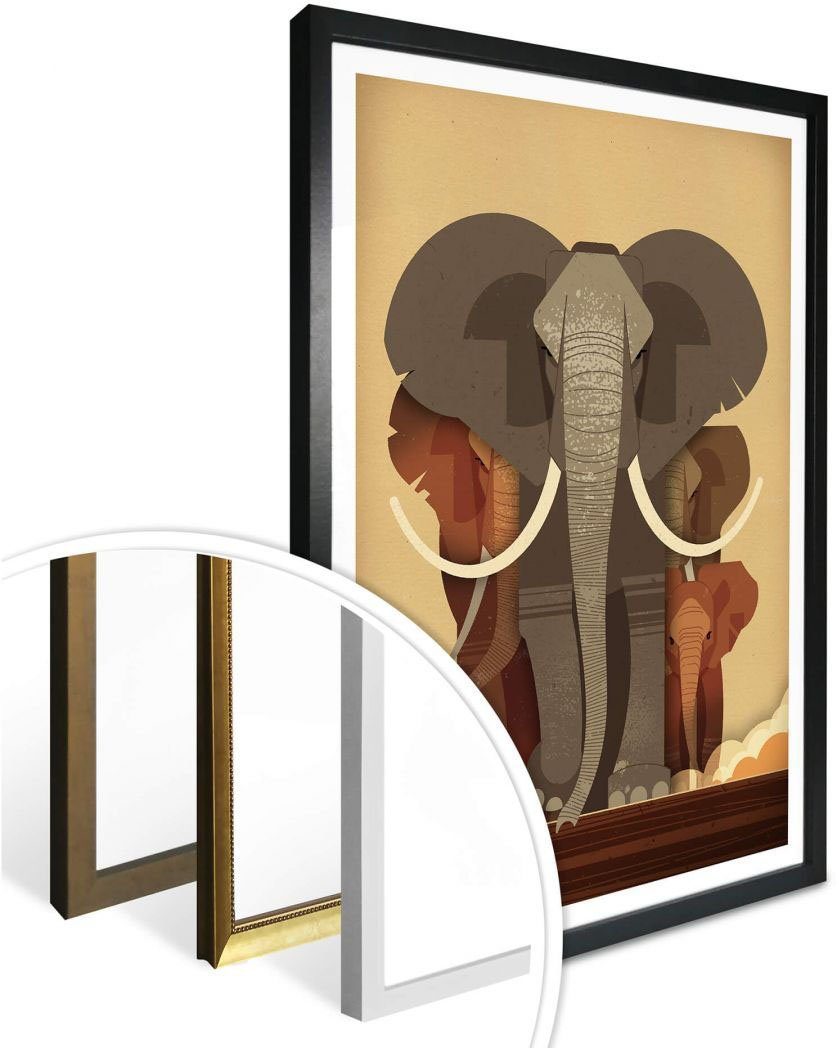 Poster Elefanten St), Elephants, Wall-Art (1 Wandposter Poster, Wandbild, Bild,