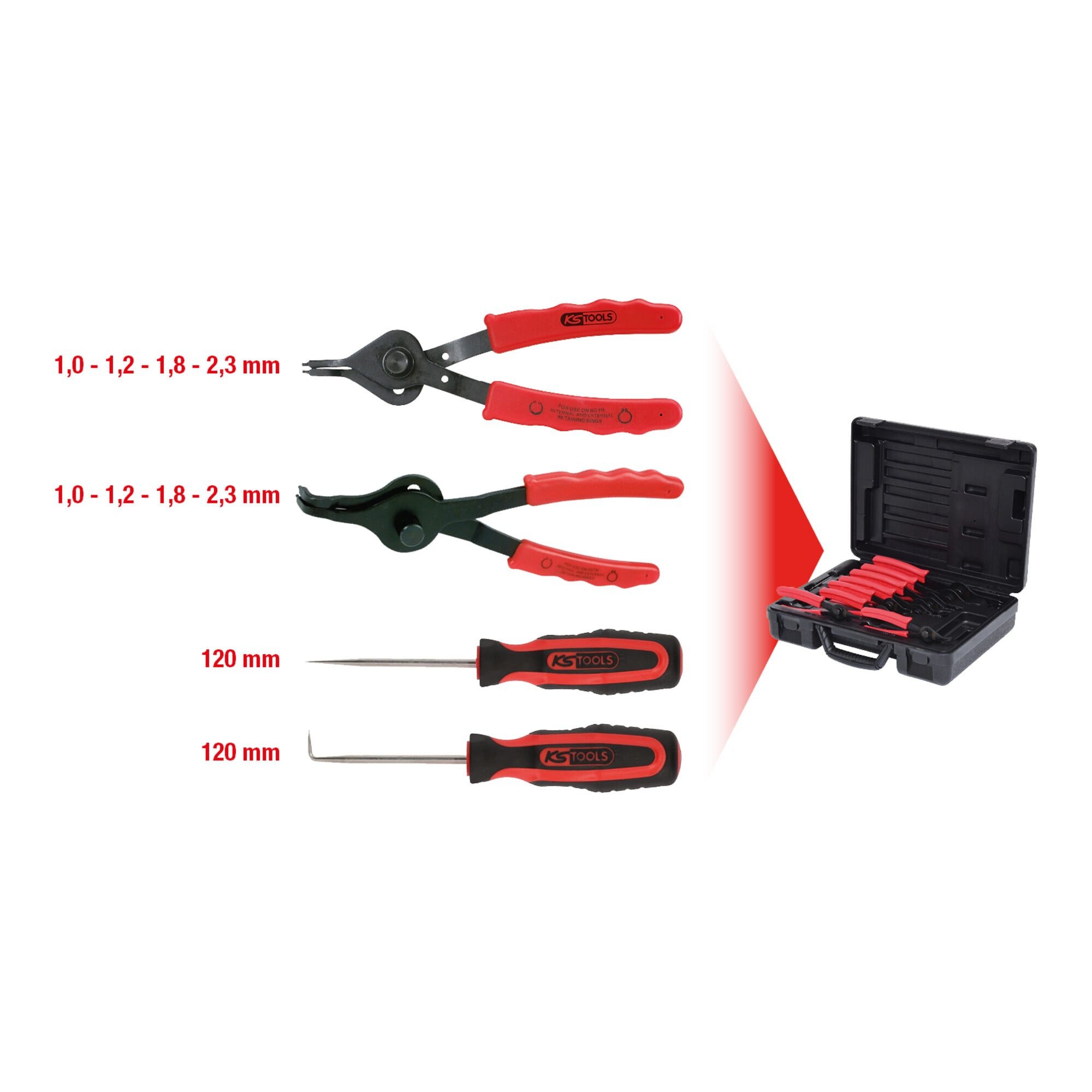 KS Tools Zangenset KS Tools Universal-Seegeringzangen-Satz, 10-teilig