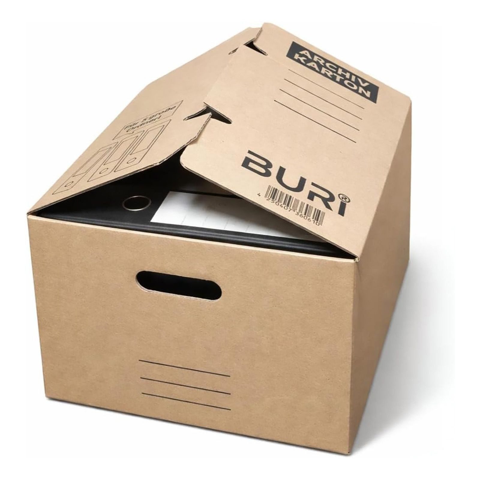BURI Aufbewahrungsbox Archivkarton für 5 Aktenordner Umzugskarton Aktenkarton Aufbewahrung