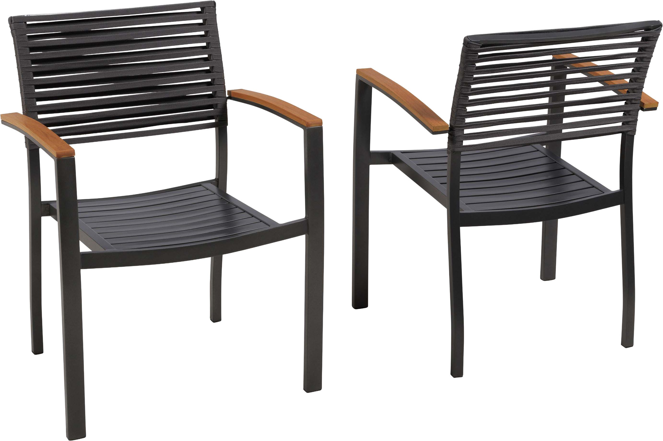 MERXX Gartensessel Parella (Set, 2-St), Rückenfläche aus Ropebändern, Armlehnen aus Kunststoff