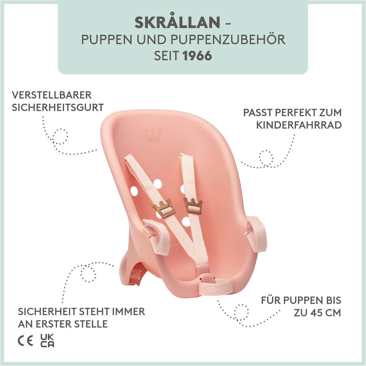 Skrållan Puppen Accessoires-Set Fahrradsitz Mädchen – Bild 4 von 5