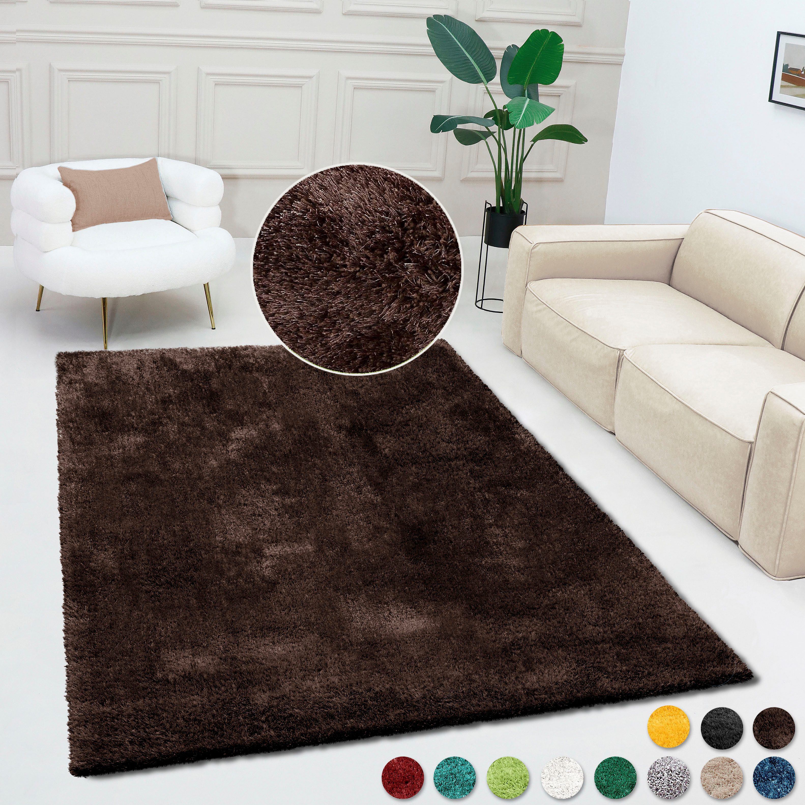 Bruno Banani Teppich Dana Teppich, besonders weich und kuschelig, Kundenliebling, rechteckig, Höhe: 30 mm, uni, Mikrofaser Teppiche, Wohnzimmer, Schlafzimmer, Esszimmer