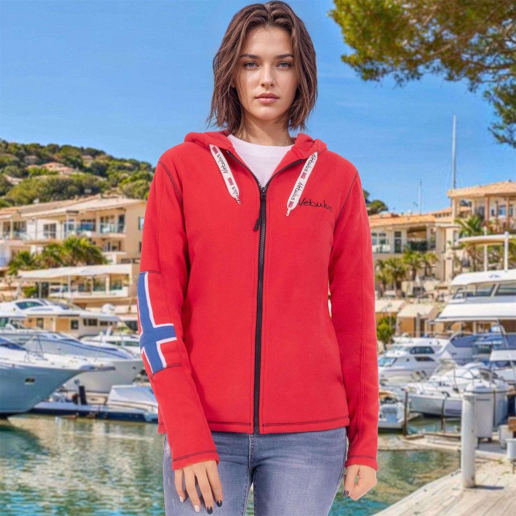 Nebulus Fleecejacke NORDAST, P6713 - Damen, rot-schwarz, S/36