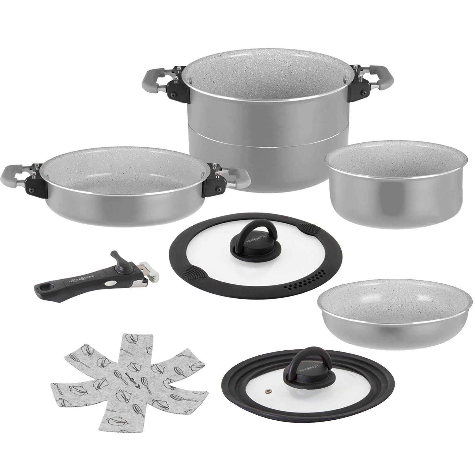 7+1 Geschirr Küche Pfanne Fusion Keramik Topf-Set Camping Koch Magnetic, Set Topf BRUNNER