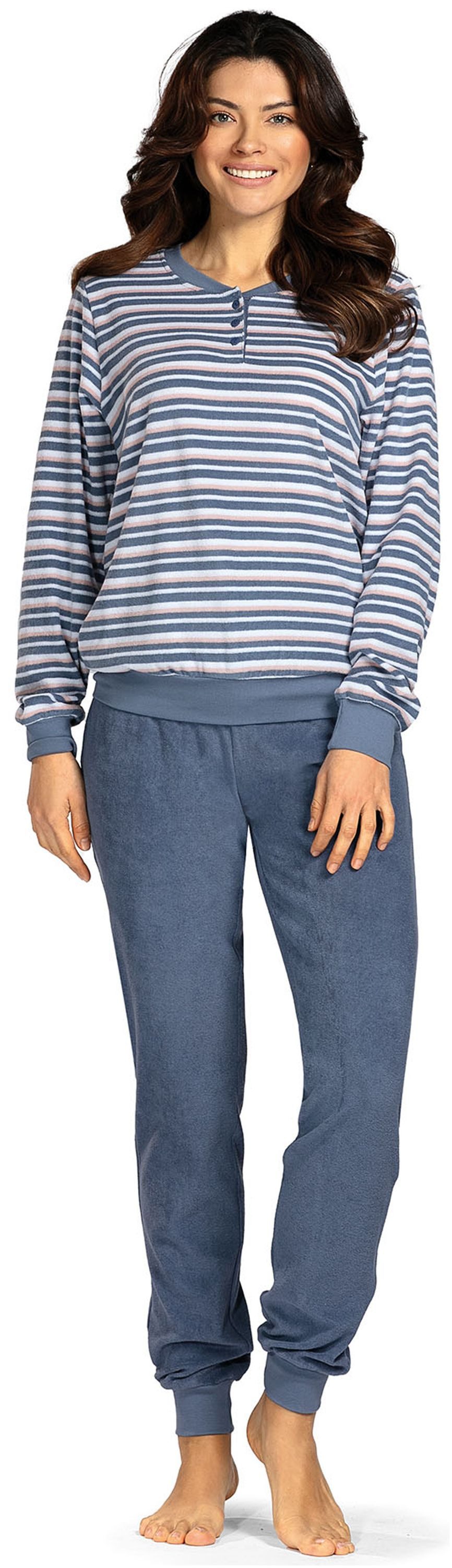 comtessa Schlafanzug Lovely Dreams (Set, 2 tlg., 2-teilig) Damen Pyjama lang Baumwolle Langarm Frottee große Größen