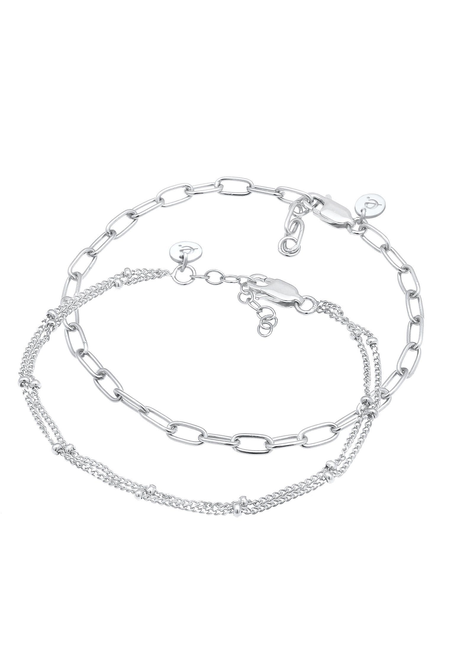 Kugel (2 vergoldet 925 Glieder Layer tlg) Premium Set Silber Elli Armband