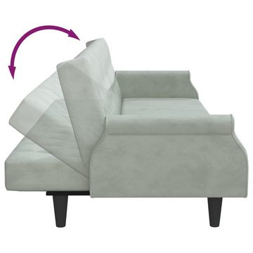 vidaXL Sofa Schlafsofa 2-Sitzer mit Kissen und Fußhocker Hellgrau Samt