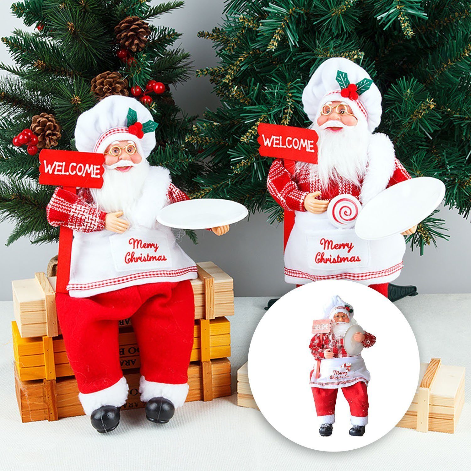 MAGICSHE Weihnachtsmann Weihnachten Chef Figurinen Puppe Dekorationen, Weihnachtsdekoration Sitzen | Weihnachtsmänner