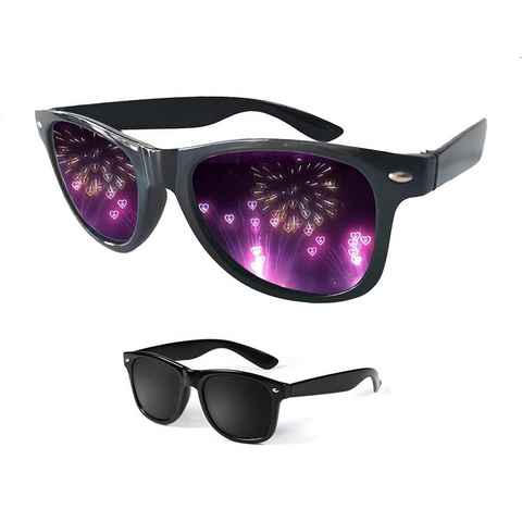 MAVURA Brille MAGIC HEART GLASSES Herz Brille 3D Special Effect Herzbrille Liebe Partybrille Feuerwerk Halloween Weihnachten Karneval Festival Party Konzert Effekt schwarz