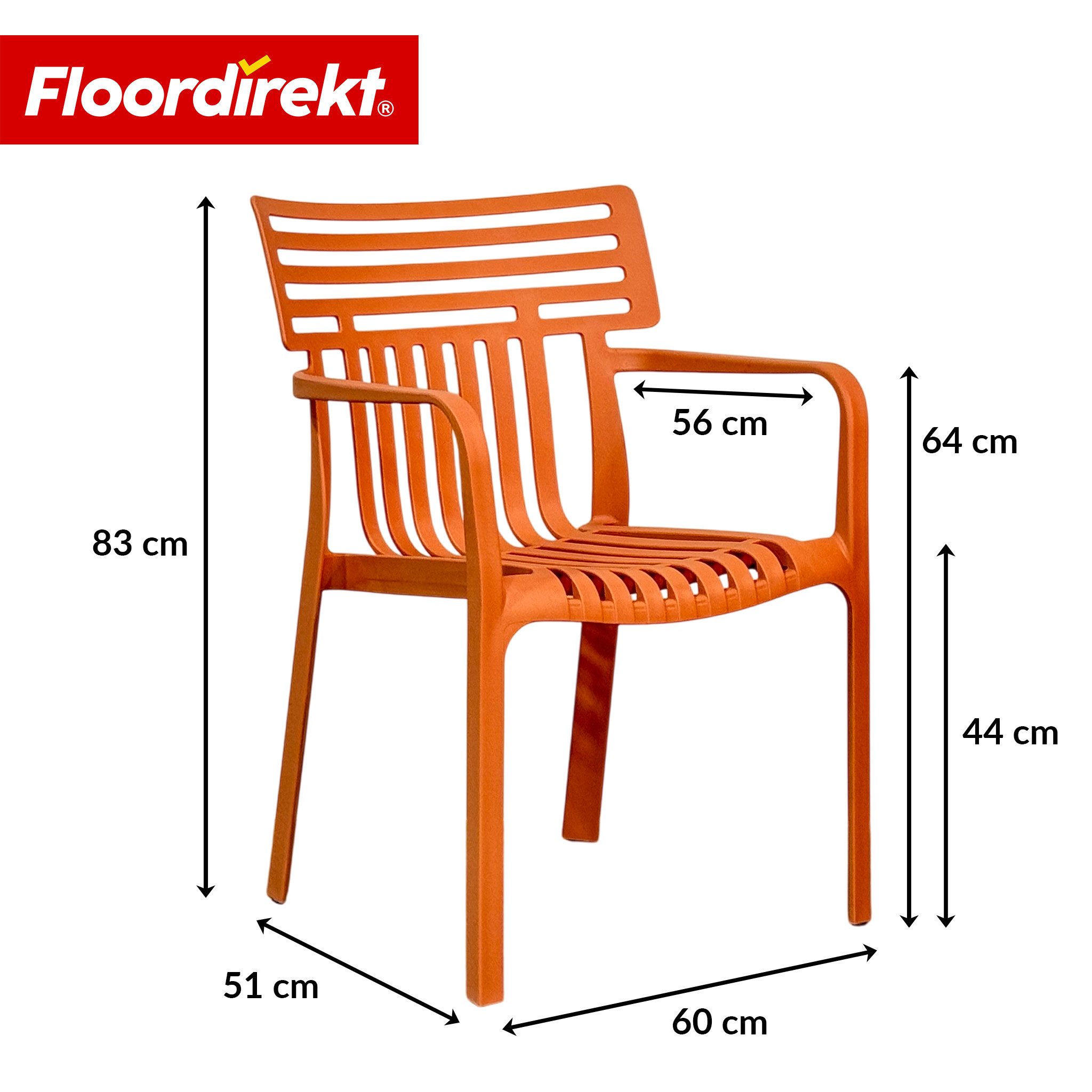 Floordirekt Gartenstuhl Designstuhl Terrano stapelbar aus Kunststoff wetterfest UV-beständig (1 Stuhl oder 6-er Set), verschiedene Farben – Bild 2 von 5