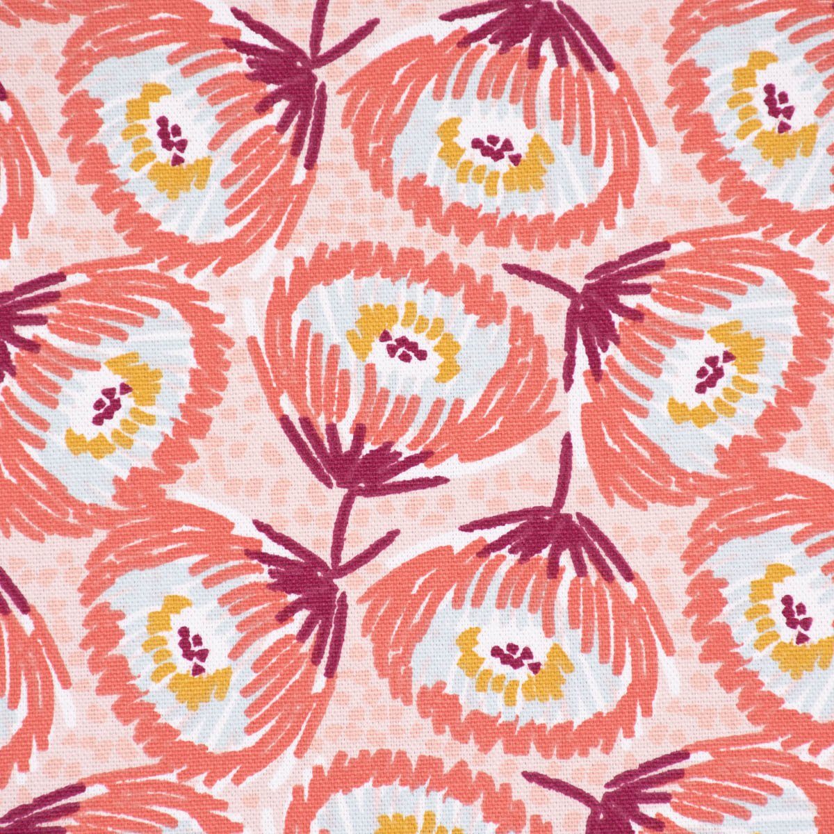 Stoff Dekostoff Baumwolle Canvas Tesaya Blumen abstrakt klein rosa rot 1,5m