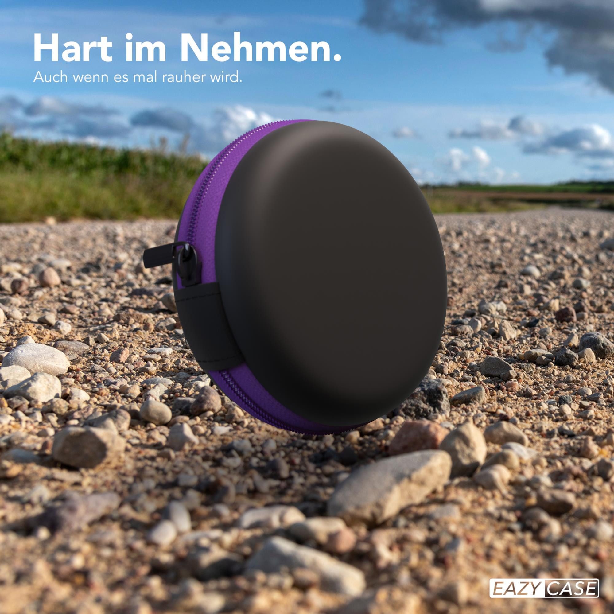 EAZY CASE Kopfhörer-Schutzhülle Universal Tasche für In-Ear Kopfhörer mit Netzfach, Box Kratzschutz Kopfhörer Reißverschluss und Netzfach klein rund Lila – Bild 4 von 5