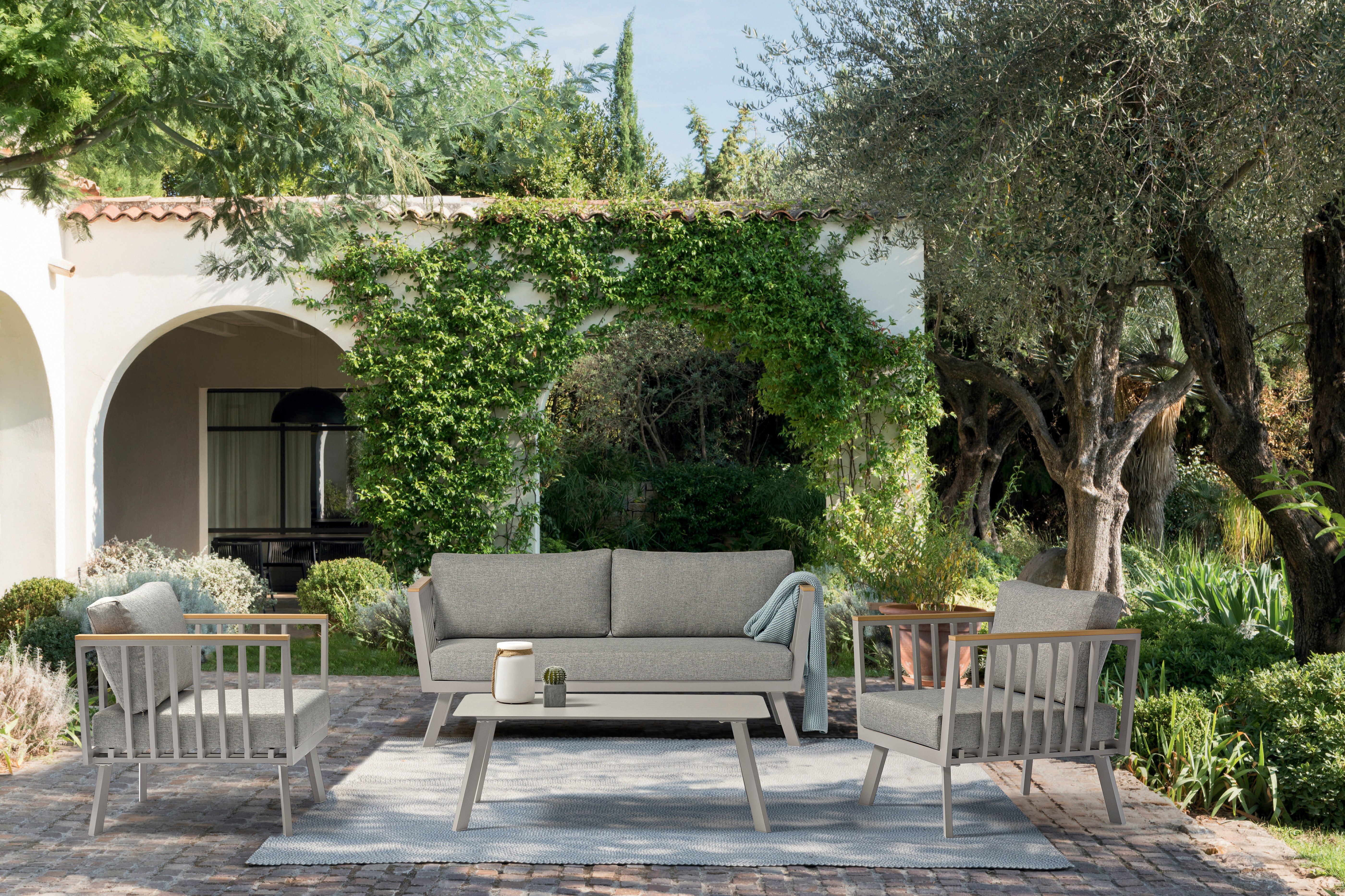 acamp Gartenlounge-Set 4-teilige Sitzgruppe Gondola mit Sofa, Sessel & Tisch, (Gartenmöbel Set), Gartensofa, Möbelset, Lounge-Set