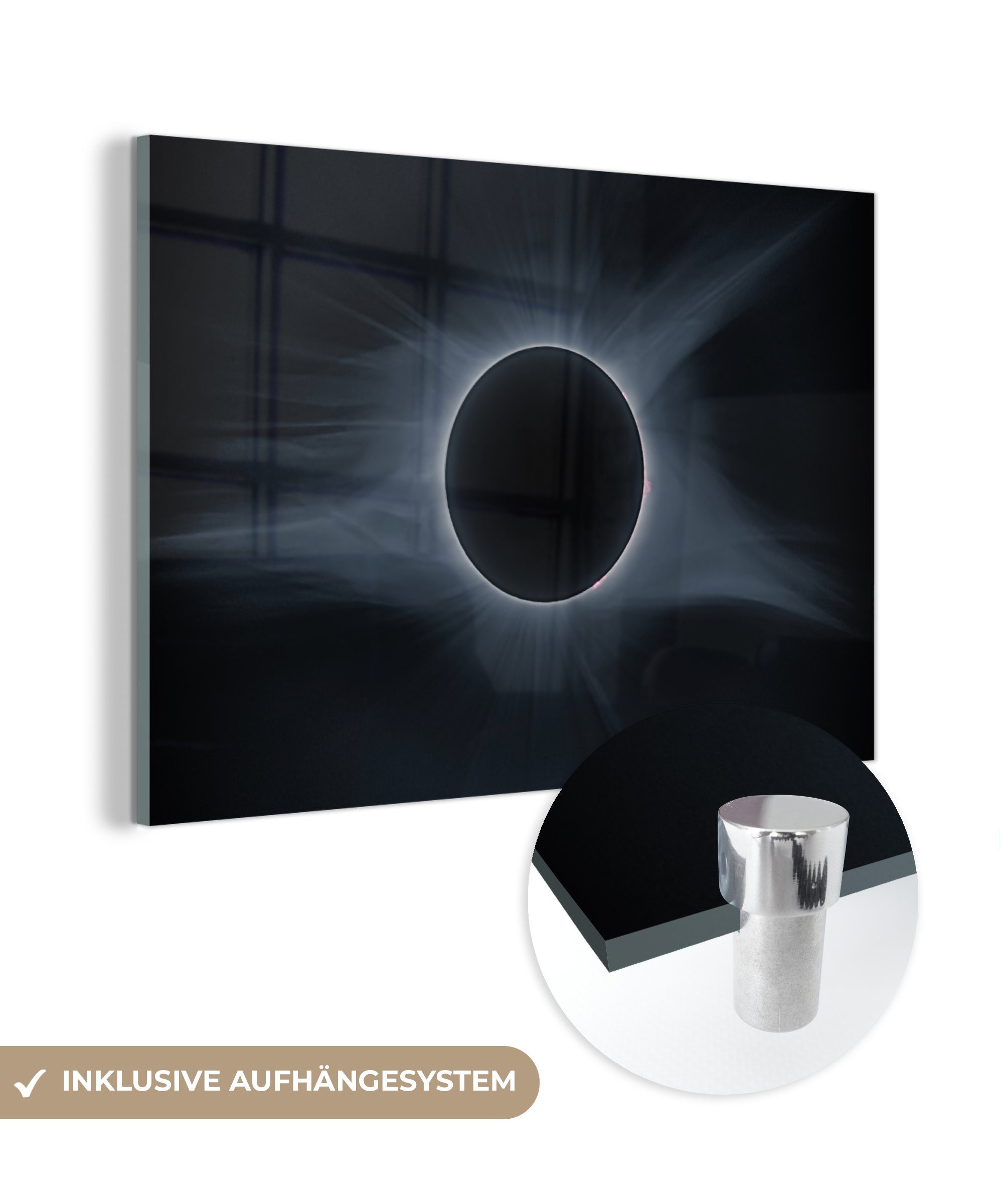 MuchoWow Acrylglasbild Dunkelblaue Farbtöne in einer schwarzen Sonnenfinsternis, (1 St), Acrylglasbilder Wohnzimmer & Schlafzimmer