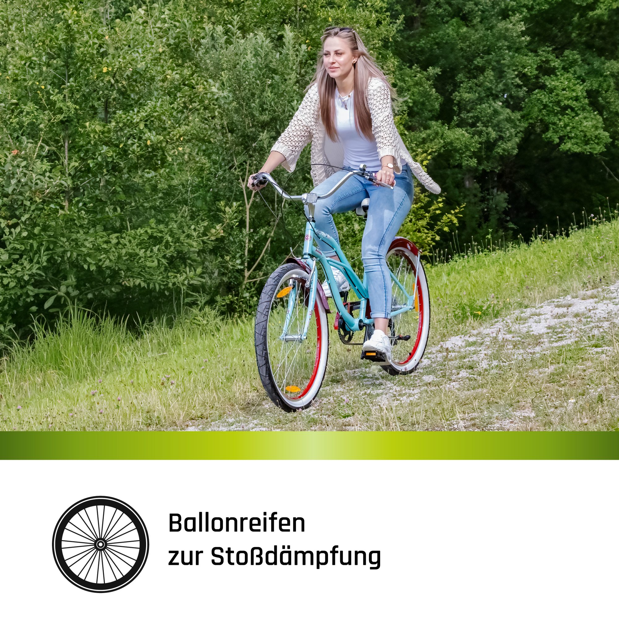 Galano Cruiser Malibu, 6-speed, derailleur gears, beach cruiser, retro bicycle for riders 150 cm and taller, 6-speed women's bicycle