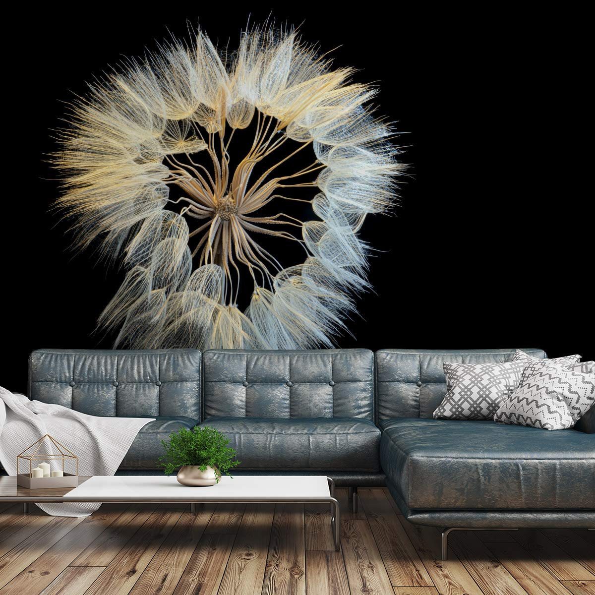 Muralo Fototapete Blumen – Fototapete Wandtapete Vlies Wanddeko Wohnzimmer, floral, Blumen – Flora – Pusteblume, 135 x 90 cm, Vinyl strukturiert