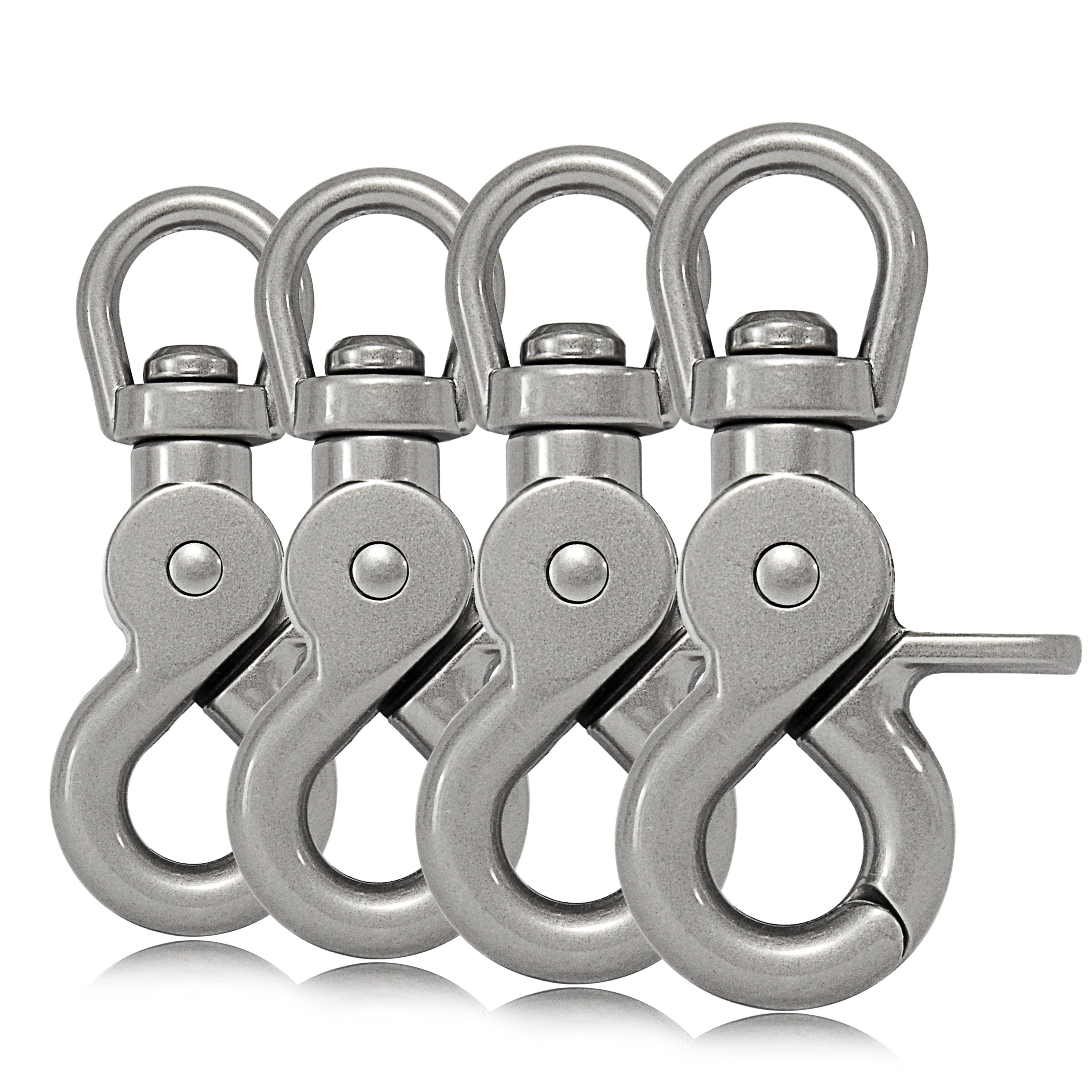 Ganzoo Karabiner 4er Set 61mm mit Drehgelenk Stahl Karabiner-Haken für Hunde-Leine