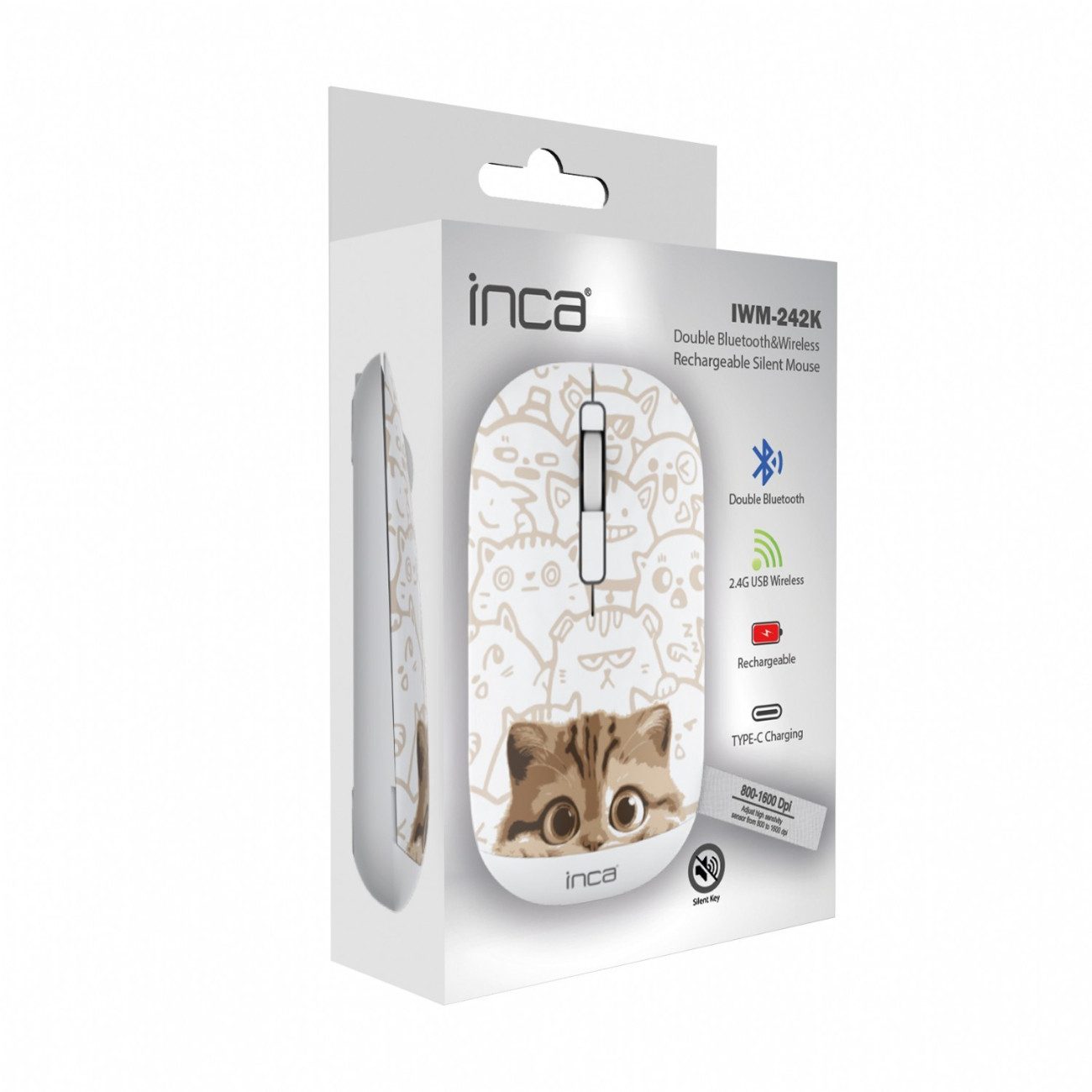 INCA IWM-242K Maus (Kabellos (Bluetooth 5.4), Kabellos (2.4 GHz Wireless), Kabellose Maus mit Dual-Bluetooth 5.4 & 2.4G) – Bild 4 von 4