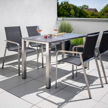 KETTLER Gartenlounge-Set Kettler Gartenmöbel Set Edelstahl 4 Sessel Diamond 1 Tisch 140cm