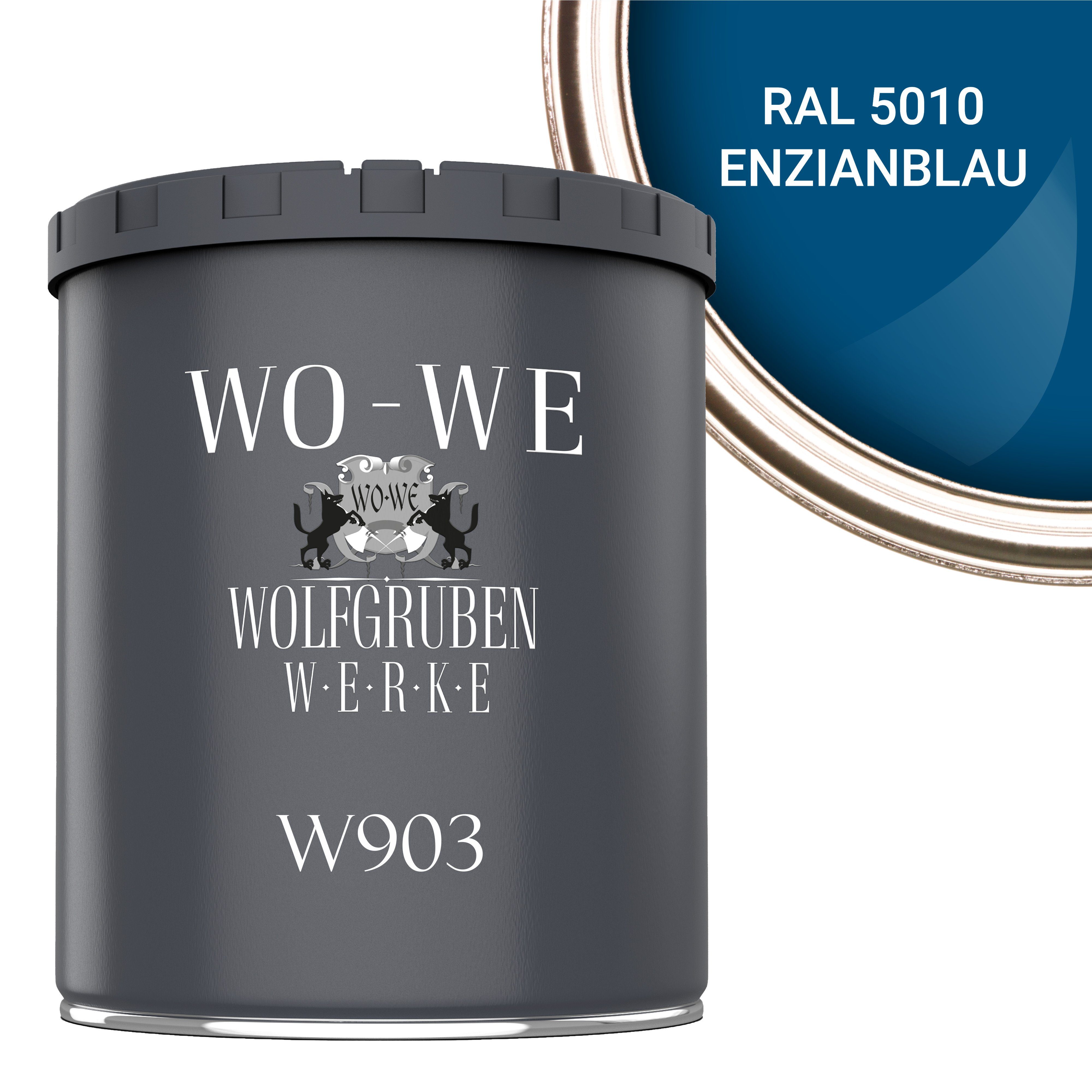 WO-WE Heizkörperlack Heizkörperfarbe Heizungsfarbe W903, 1-10L, Wasserbasis RAL 5010 Enzianblau