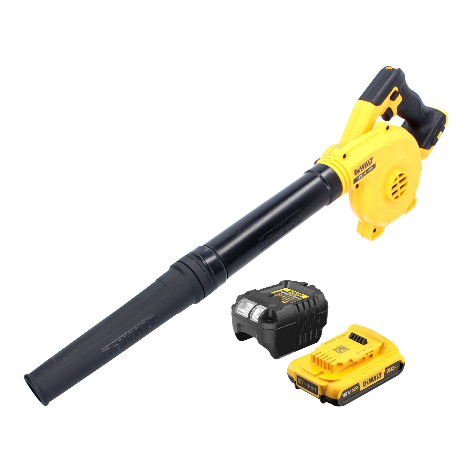 DeWalt Akku-Laubbläser DCV 100 D1 Akku Gebläse / Laubbläser 18 V + 2x Akku 2,0 Ah + Ladegerät