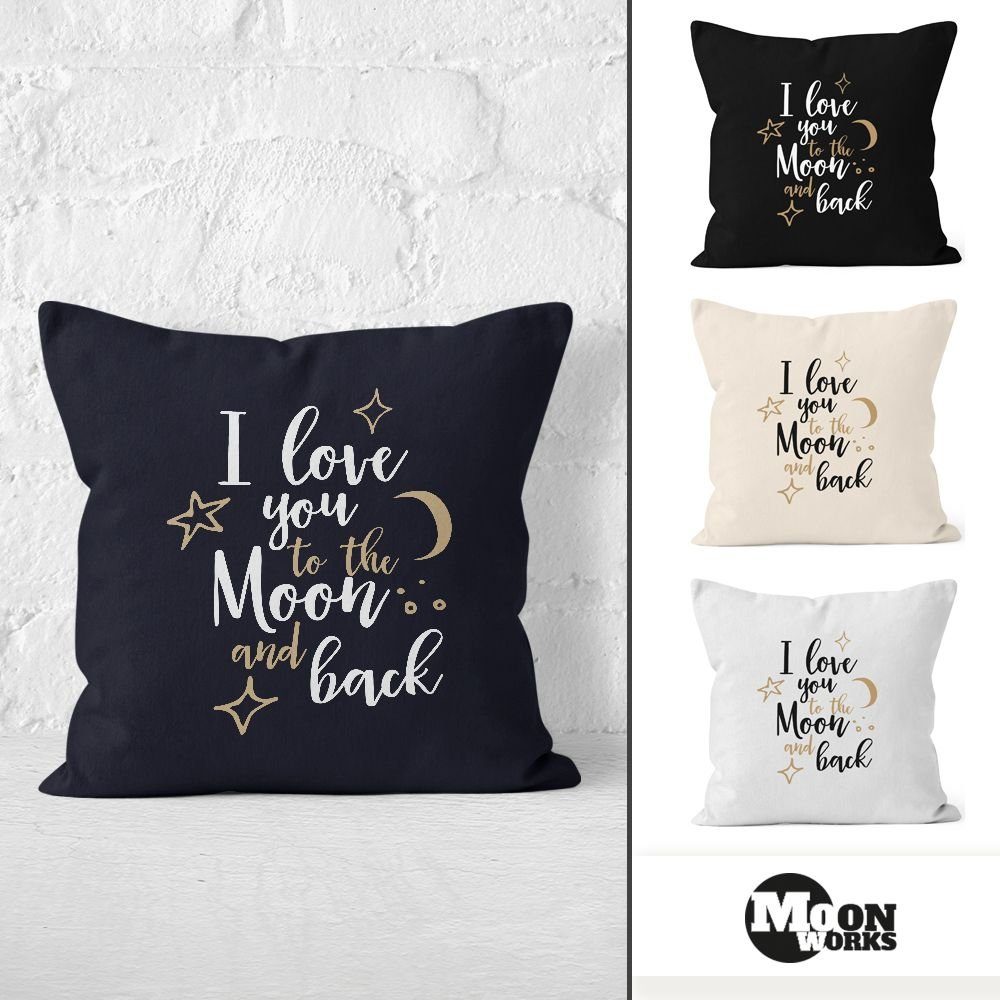 MoonWorks Dekokissen Kissenbezug für Freund, I love you to the moon and back Geschenk