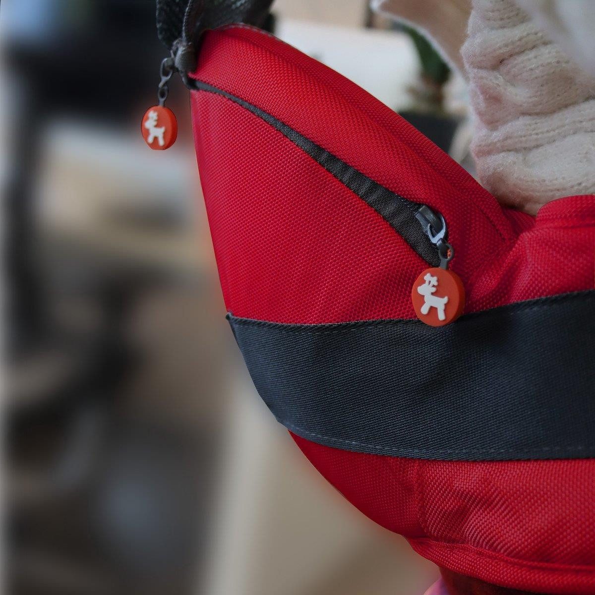 Babytrage Baby Deer Hüftsitz mit verstellbarem Gurt Kindertrage Sitz Rot/Schwa – Bild 4 von 5